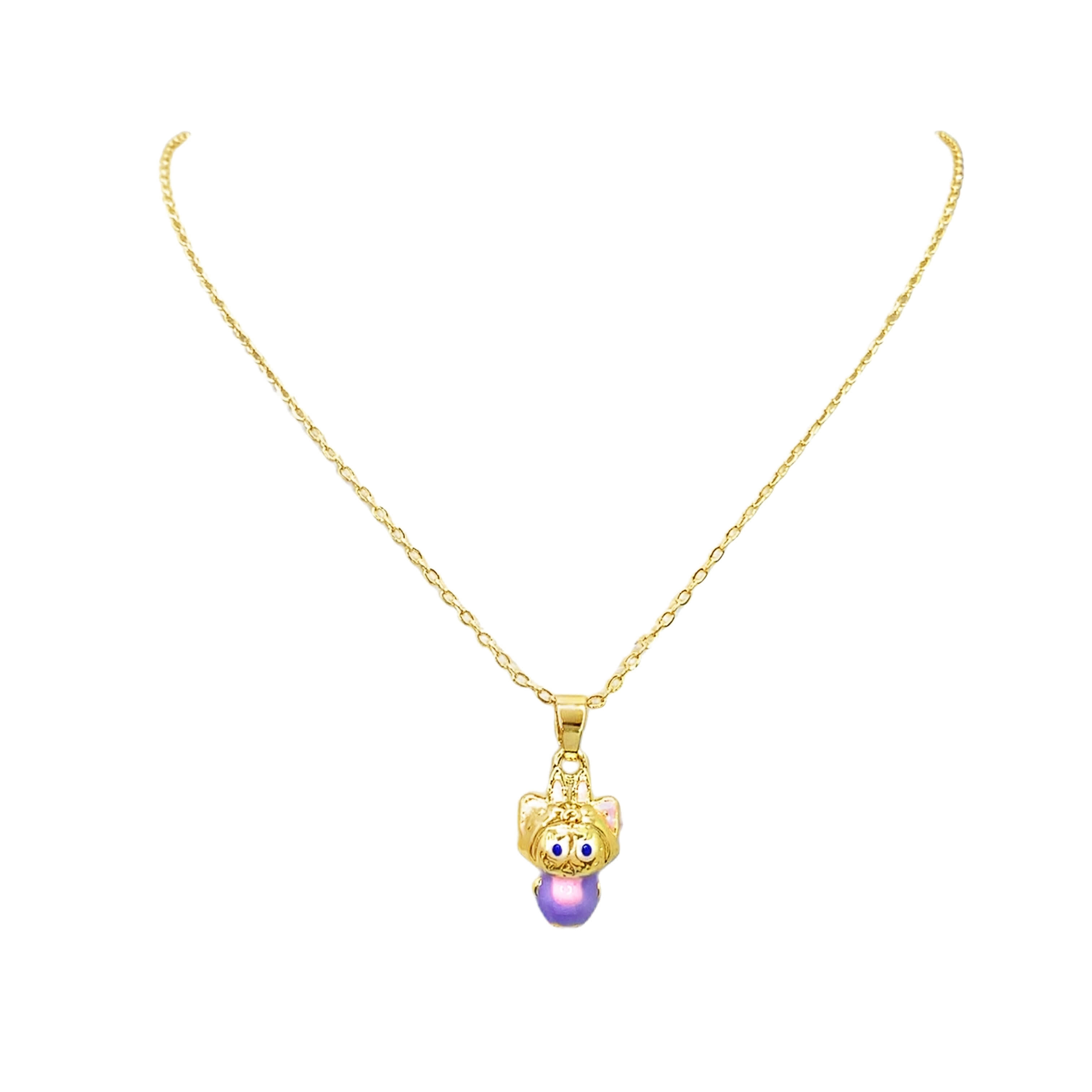 Fantazyjny naszyjnik z zawieszką z postacią z kreskówki w kolorze żółtego złota