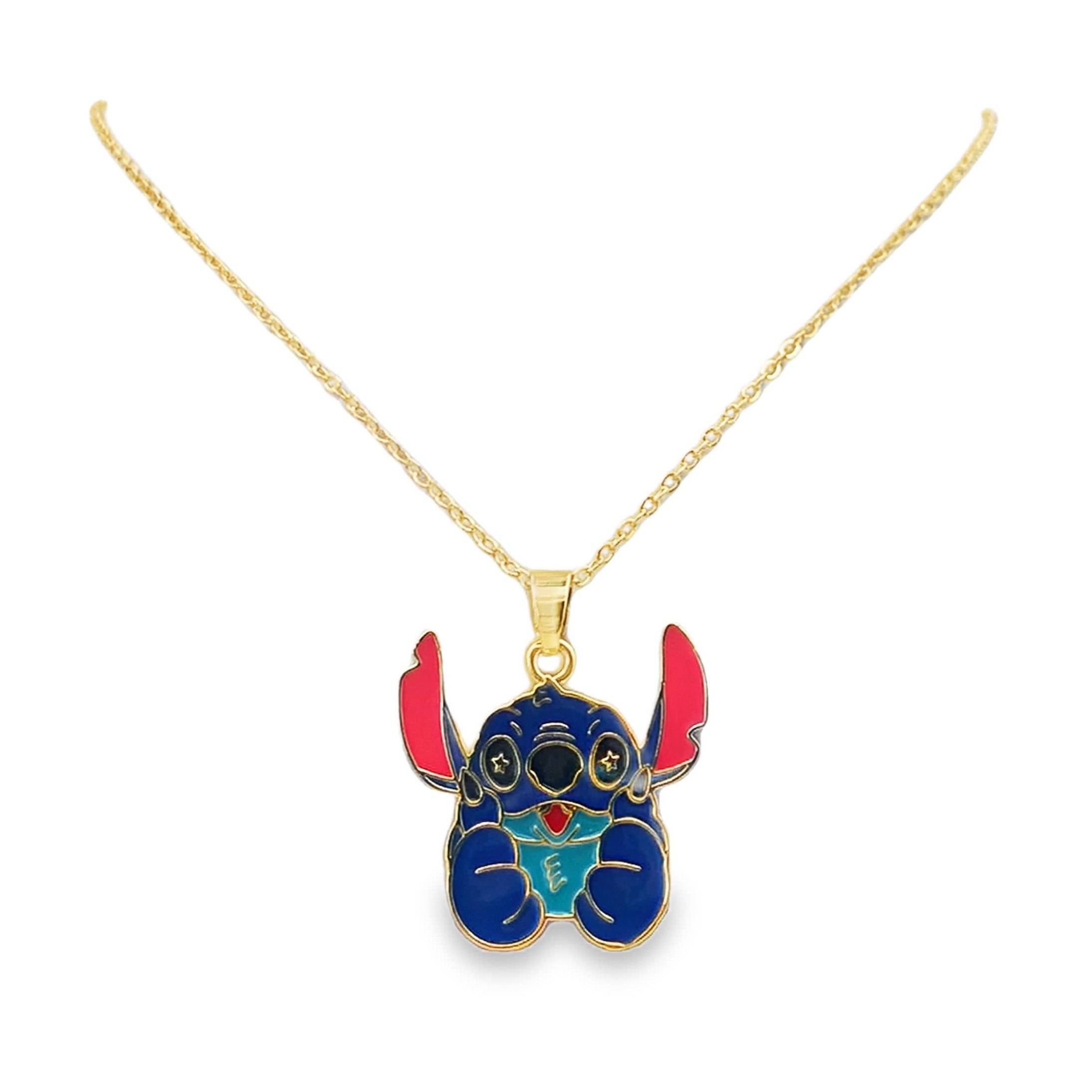 Naszyjnik z zawieszką emaliowaną Disney Stitch w żółtym złocie
