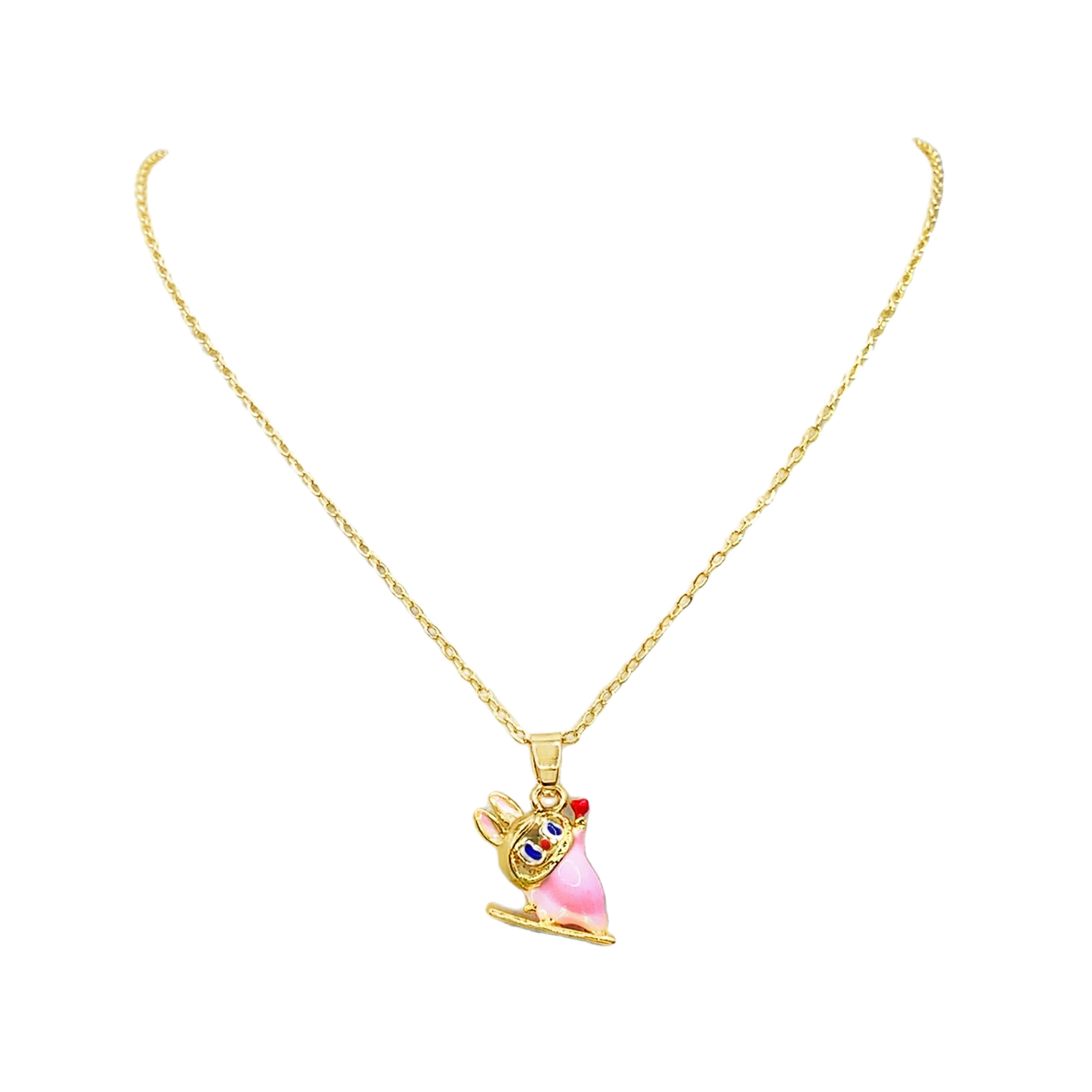 Uroczy złoty naszyjnik z wisiorkiem w kształcie króliczka