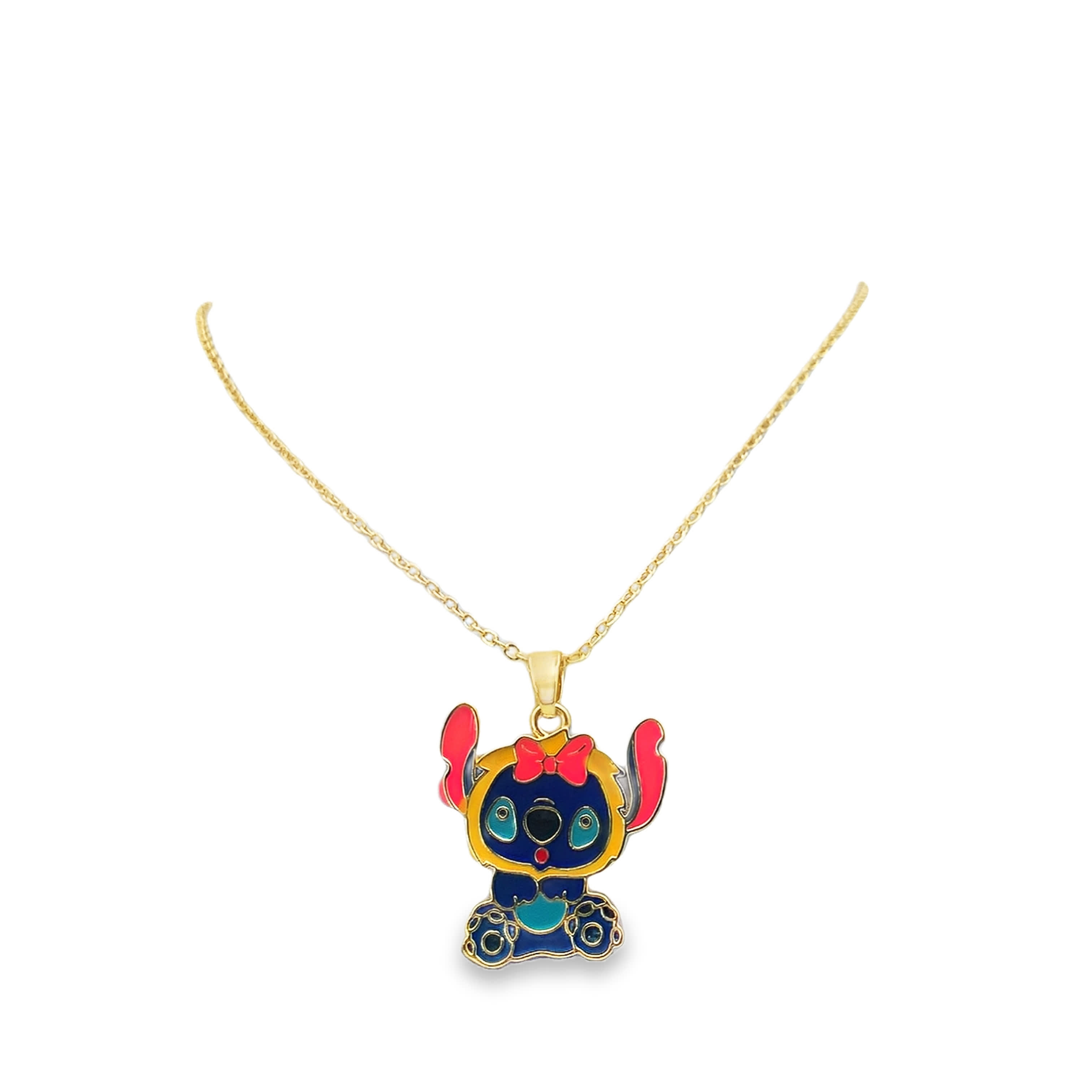 Naszyjnik z zawieszką w kolorze żółtego złota z zawieszką z emalii