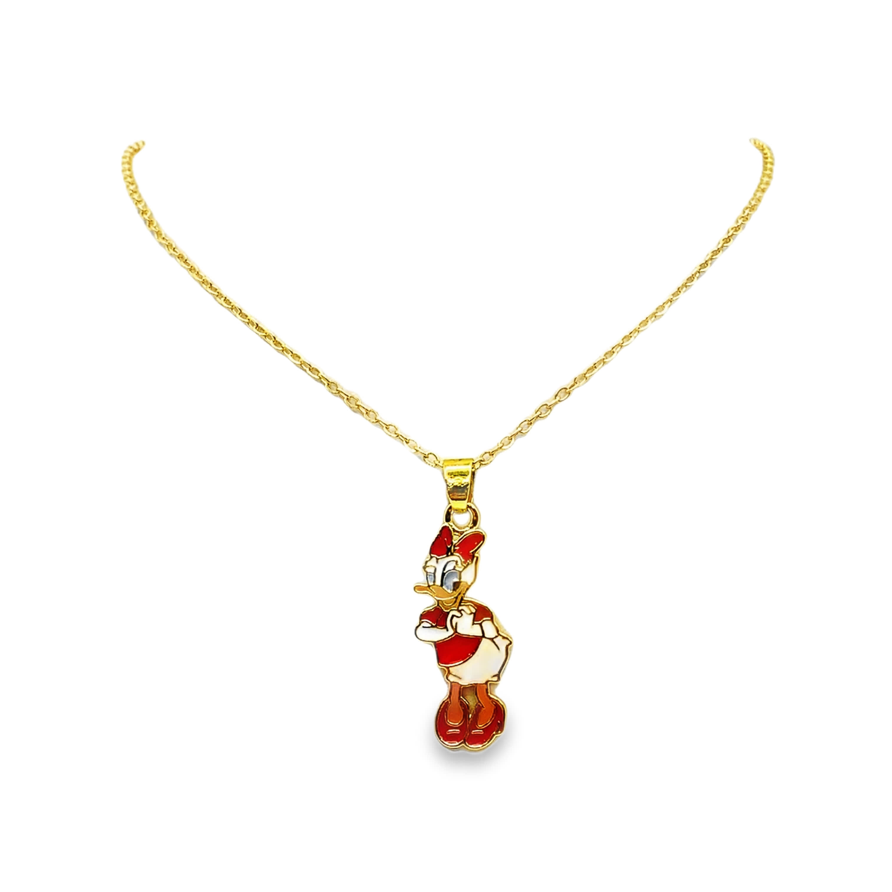 Naszyjnik z zawieszką w kształcie kaczki Daisy w kolorze żółtego złota