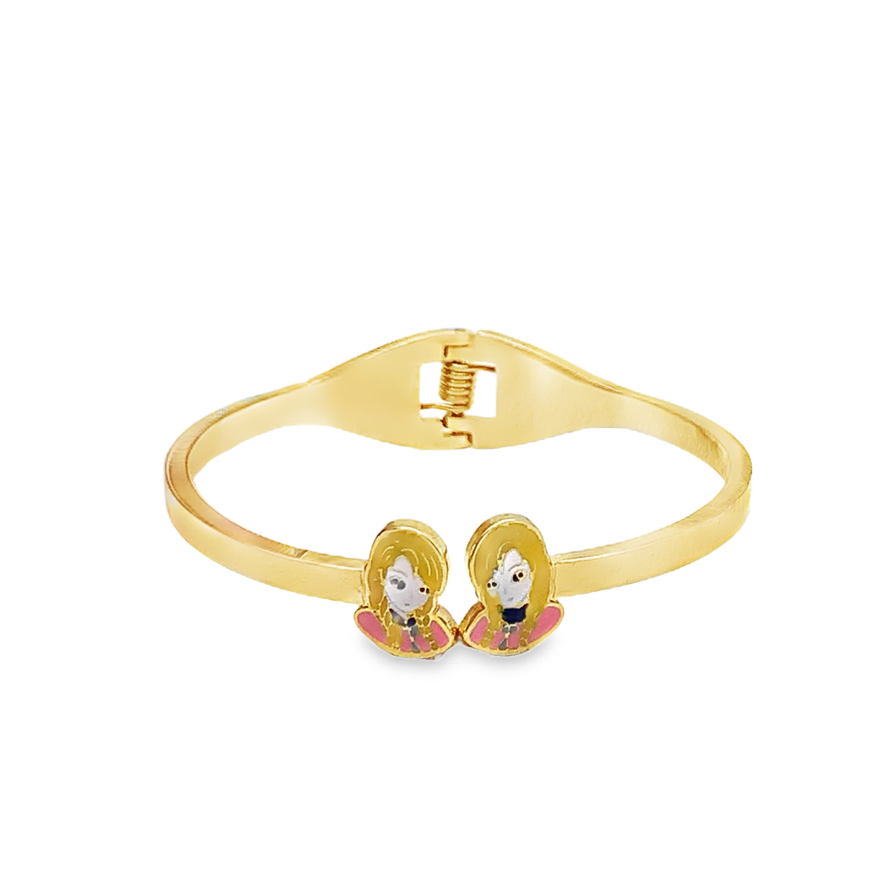 Urocza bransoletka z żółtego złota z rysunkami postaci