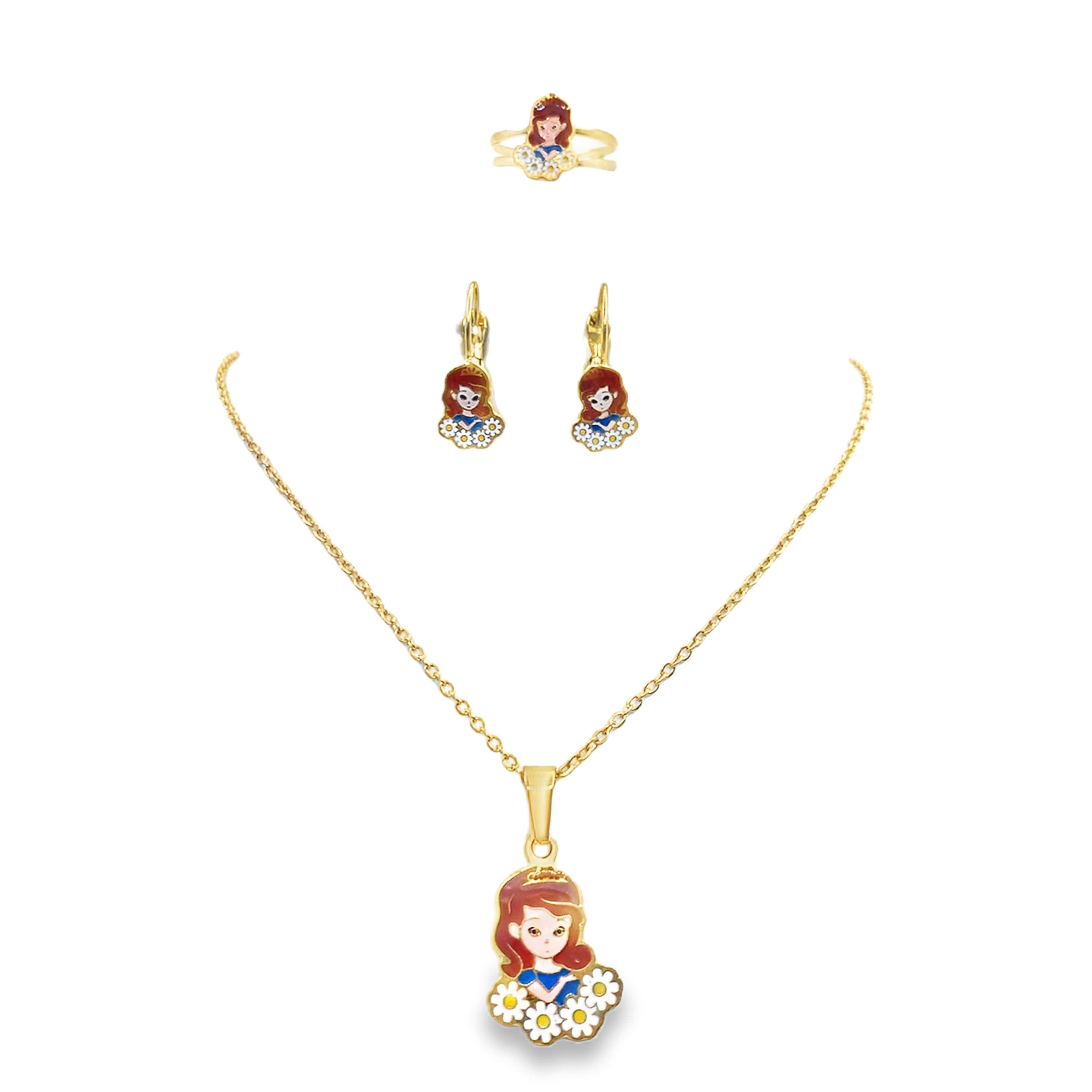 Naszyjnik z żółtego złota z wisiorkiem w kształcie postaci