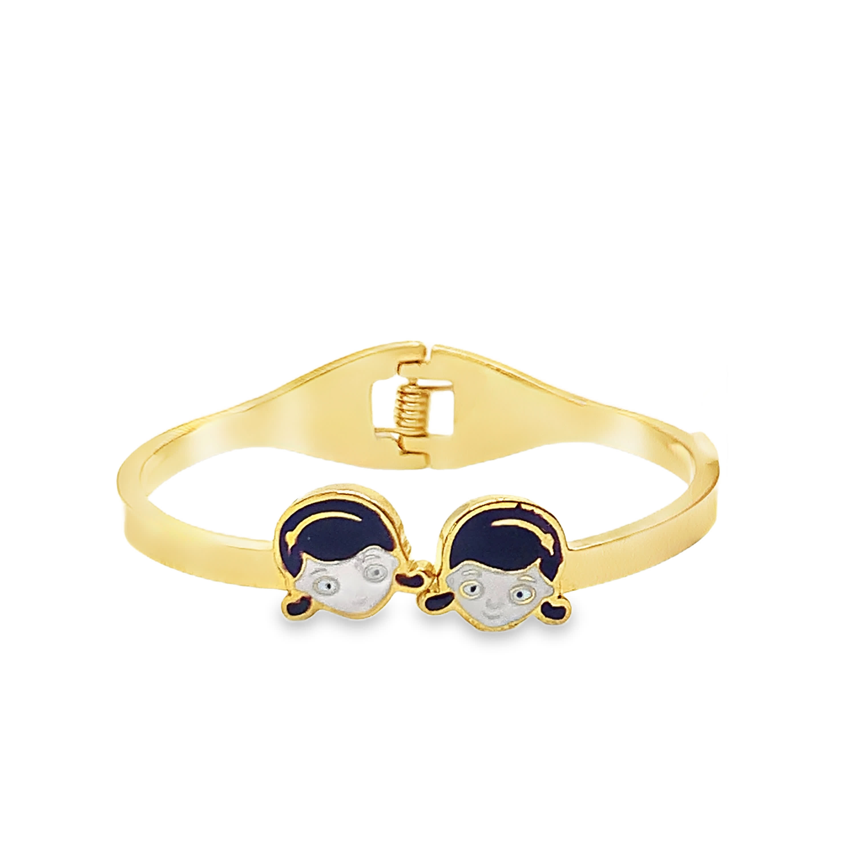 Fantazyjna dziecięca bransoletka z żółtego złota z rysunkami twarzy