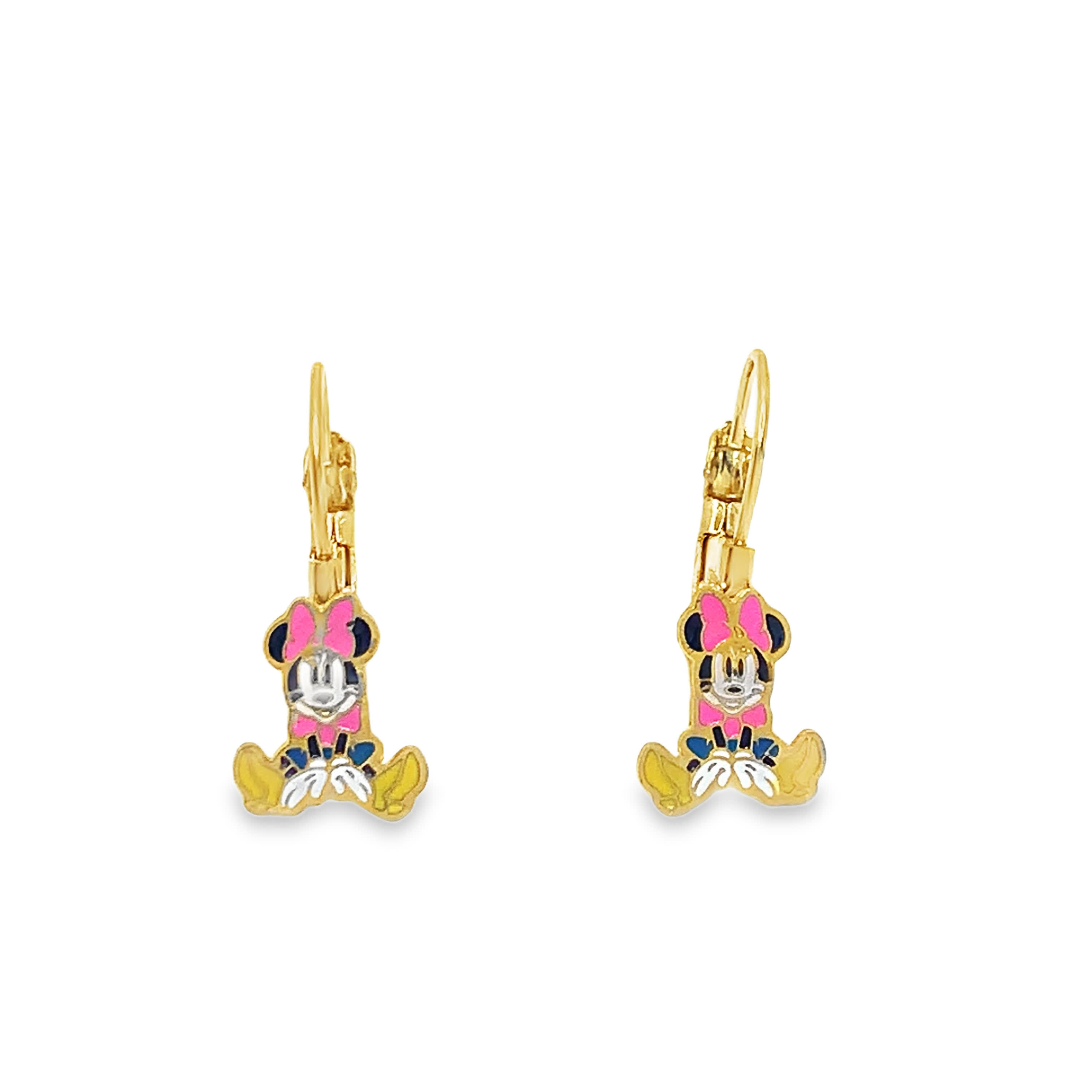 Kolczyki wiszące z żółtego złota z akcentami emaliowanymi