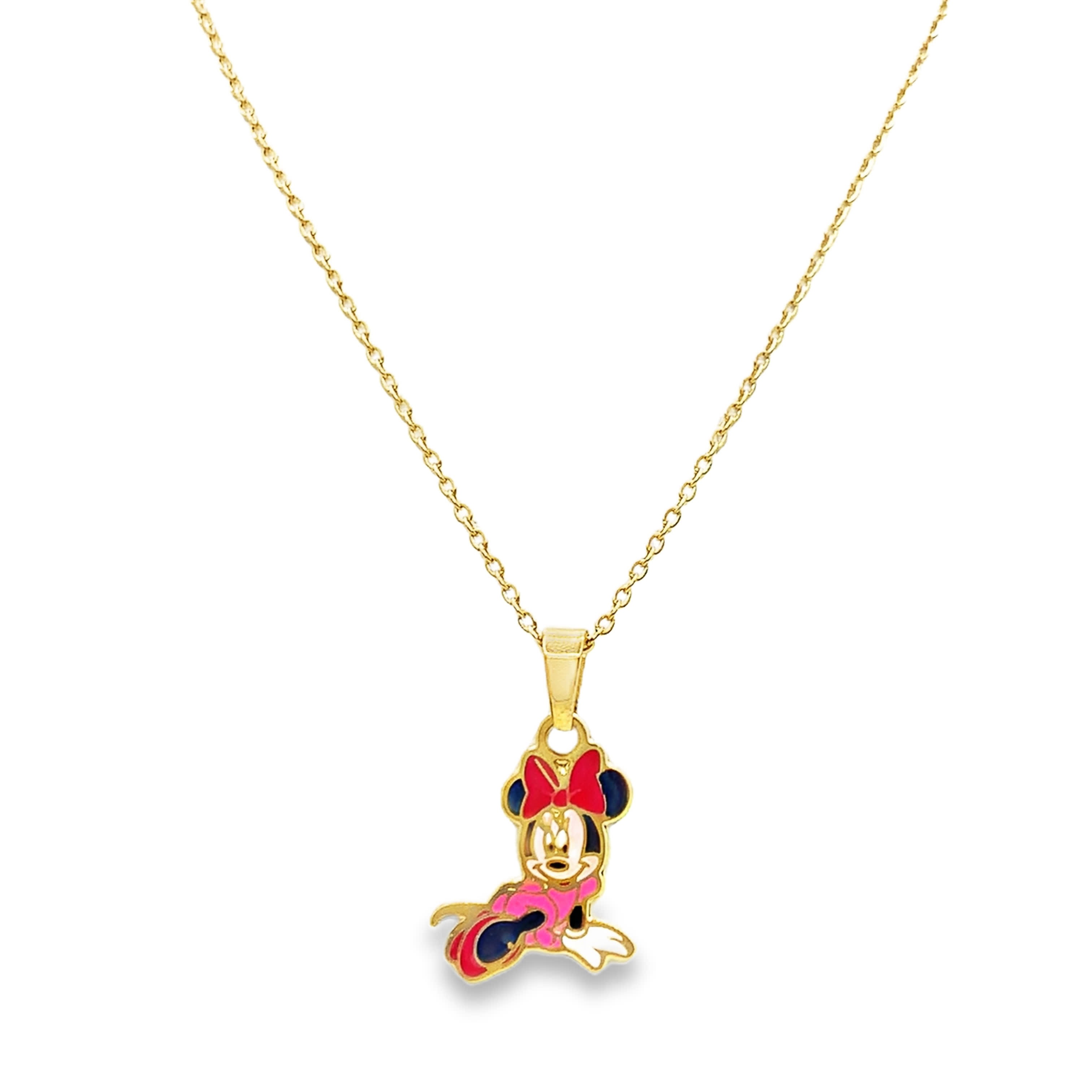 Naszyjnik z zawieszką Myszki Minnie z żółtego złota