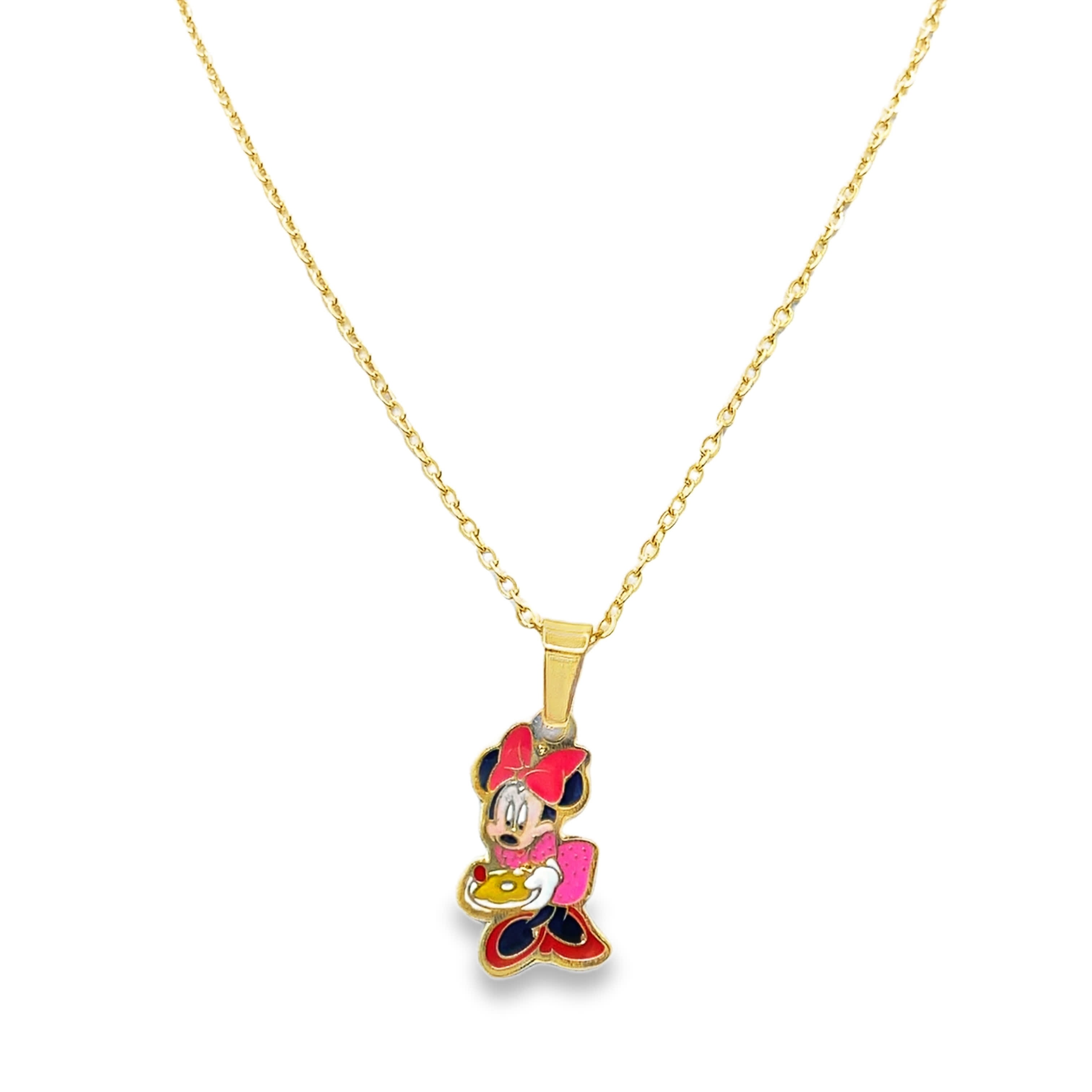 Naszyjnik z zawieszką Myszki Minnie z żółtego złota