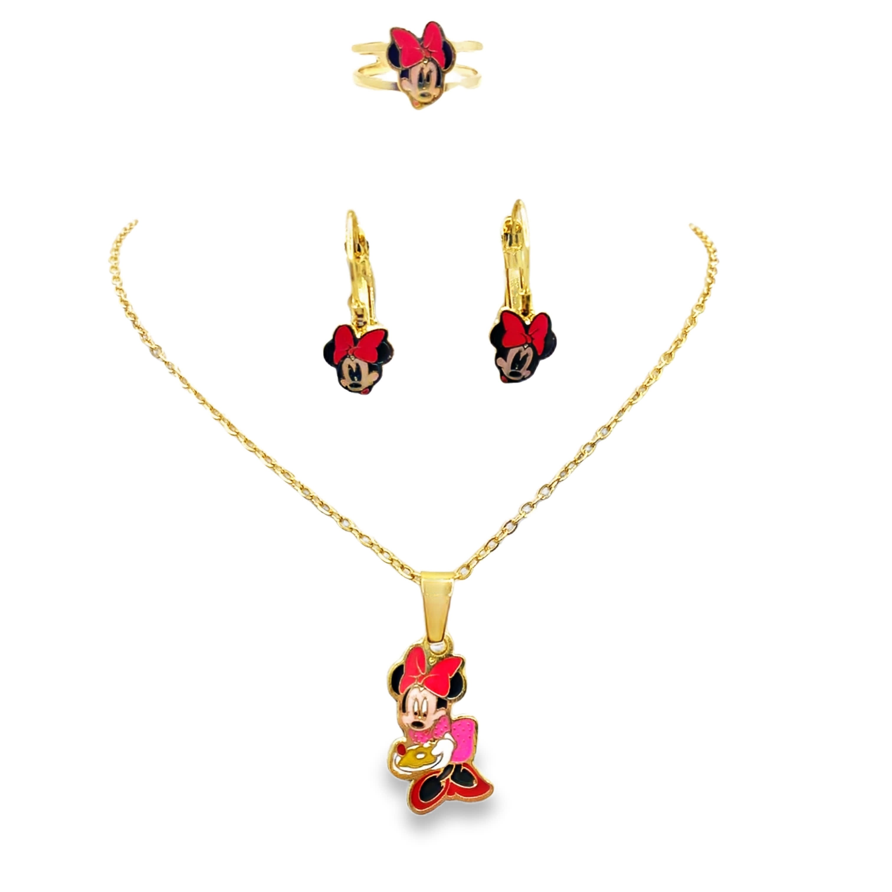 Fantazyjny naszyjnik z zawieszkami z żółtego złota z detalami emaliowanymi