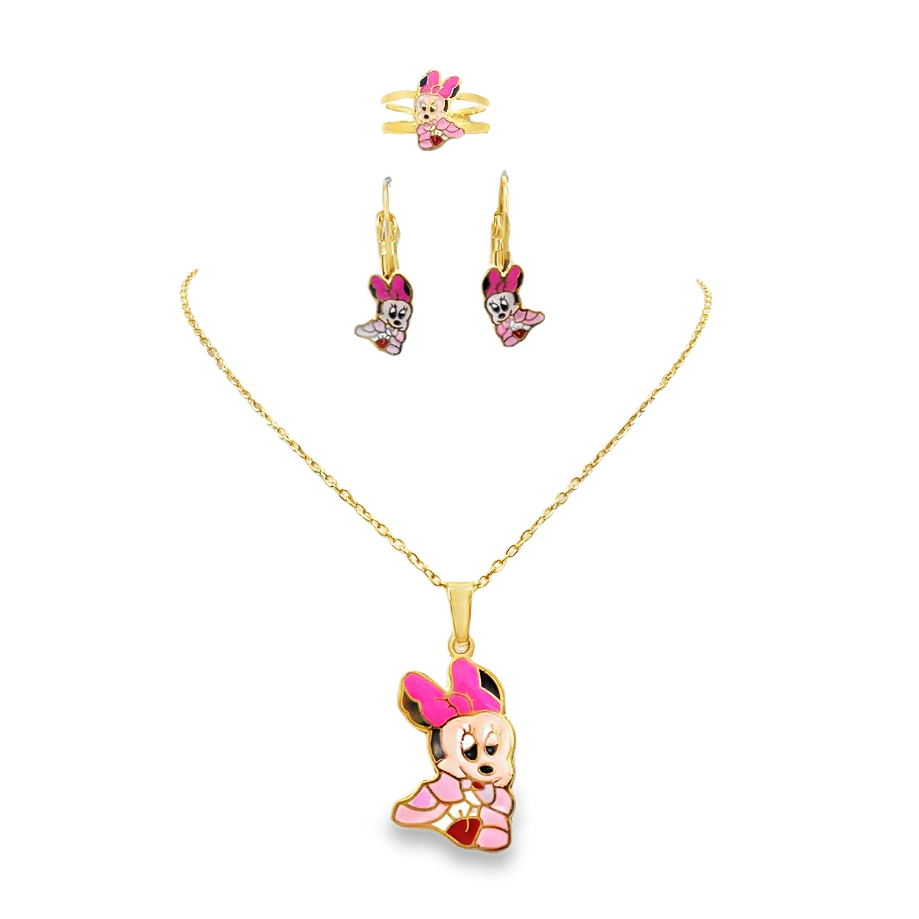 Naszyjnik z zawieszką Myszki Minnie z żółtego złota