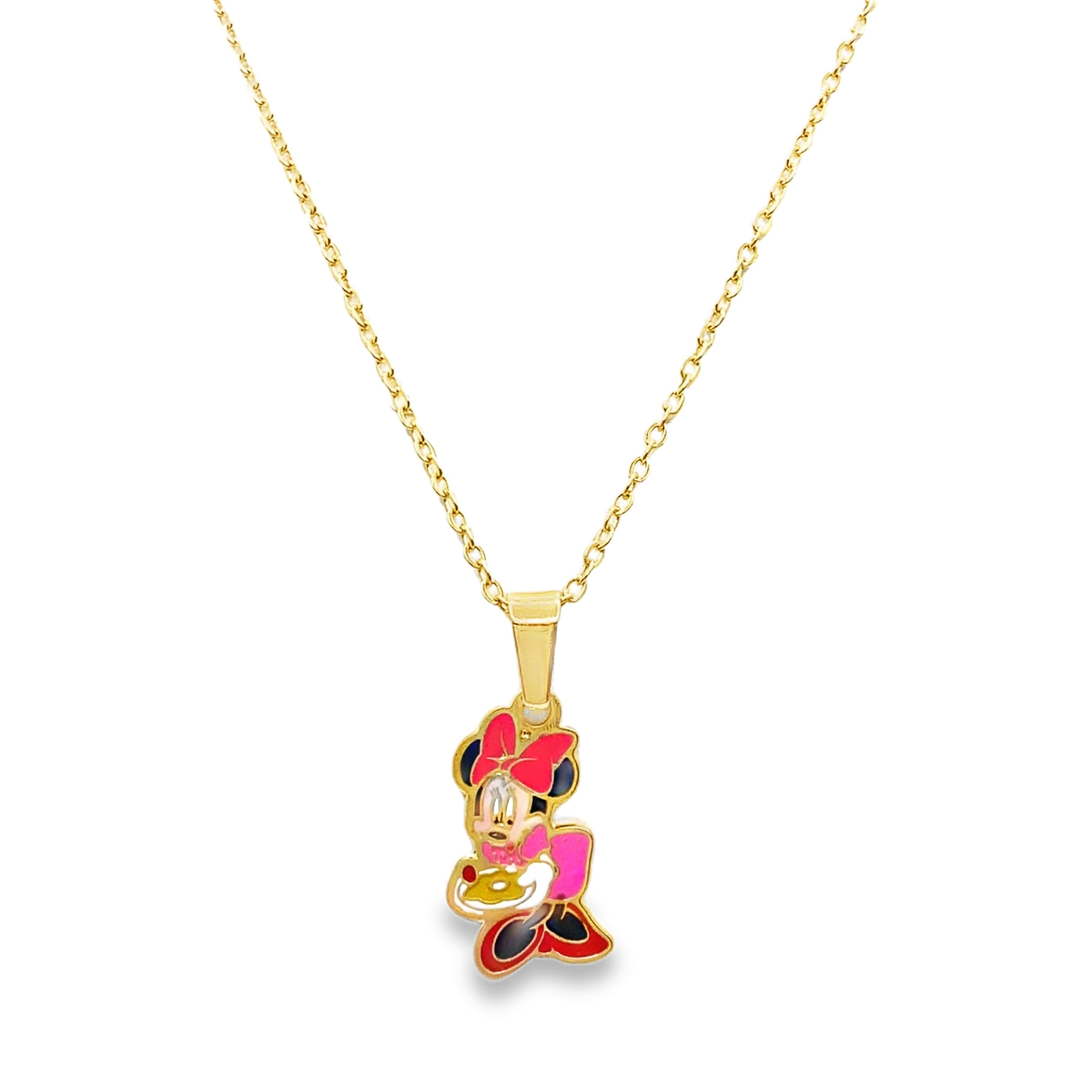 Naszyjnik z zawieszką Myszki Minnie z żółtego złota