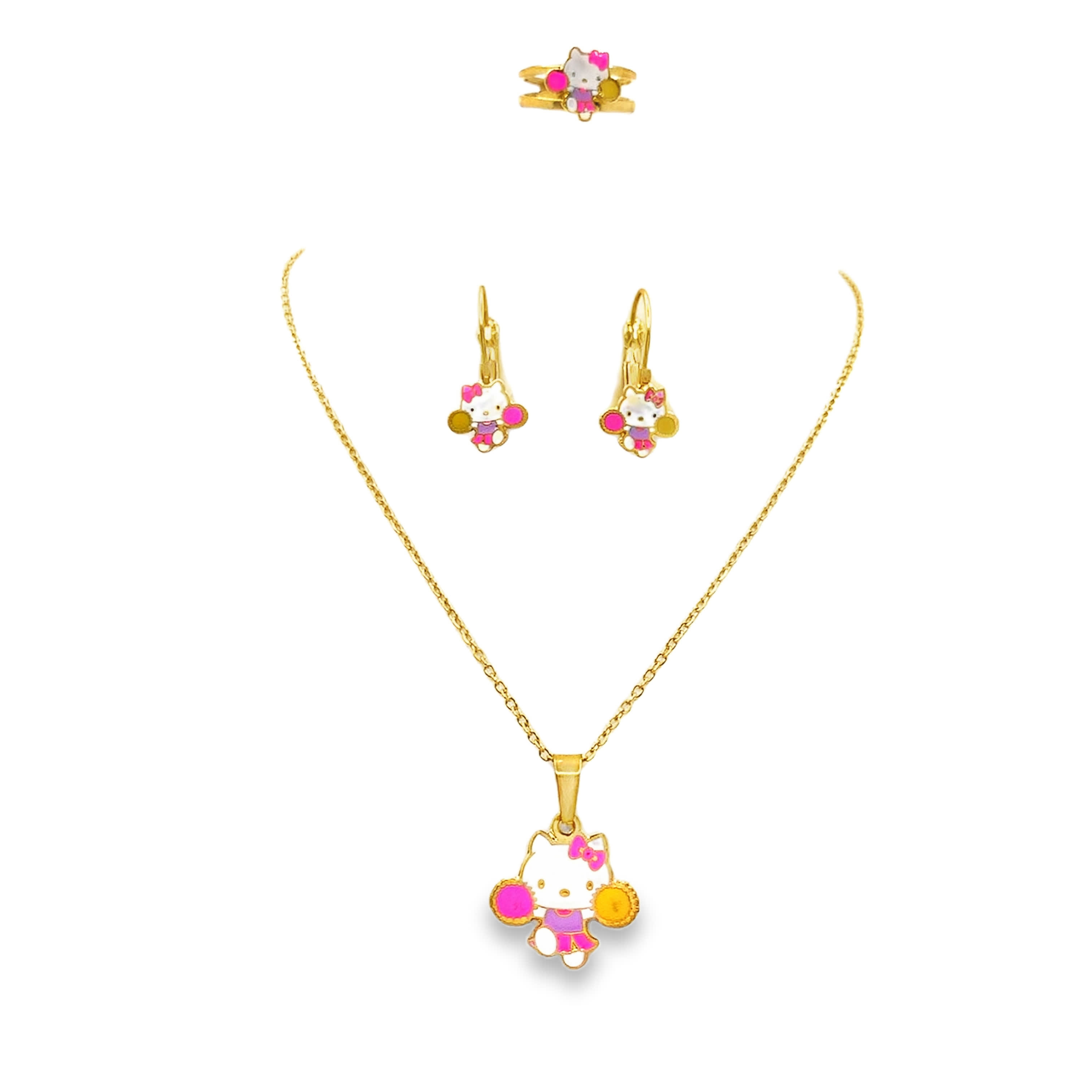 Fantazyjny naszyjnik z zawieszkami z żółtego złota dla dzieci