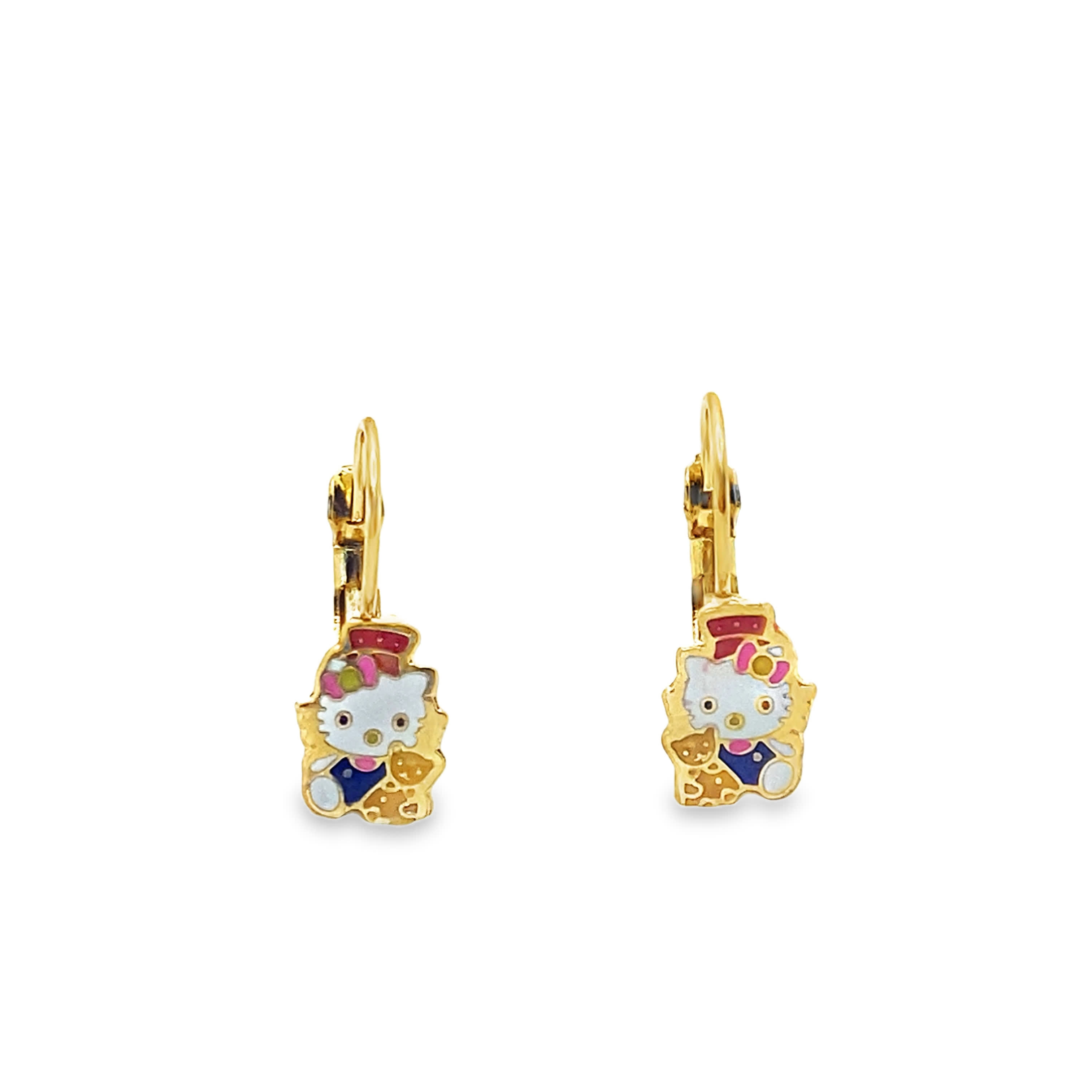 Kolczyki wiszące z żółtego złota z postaciami