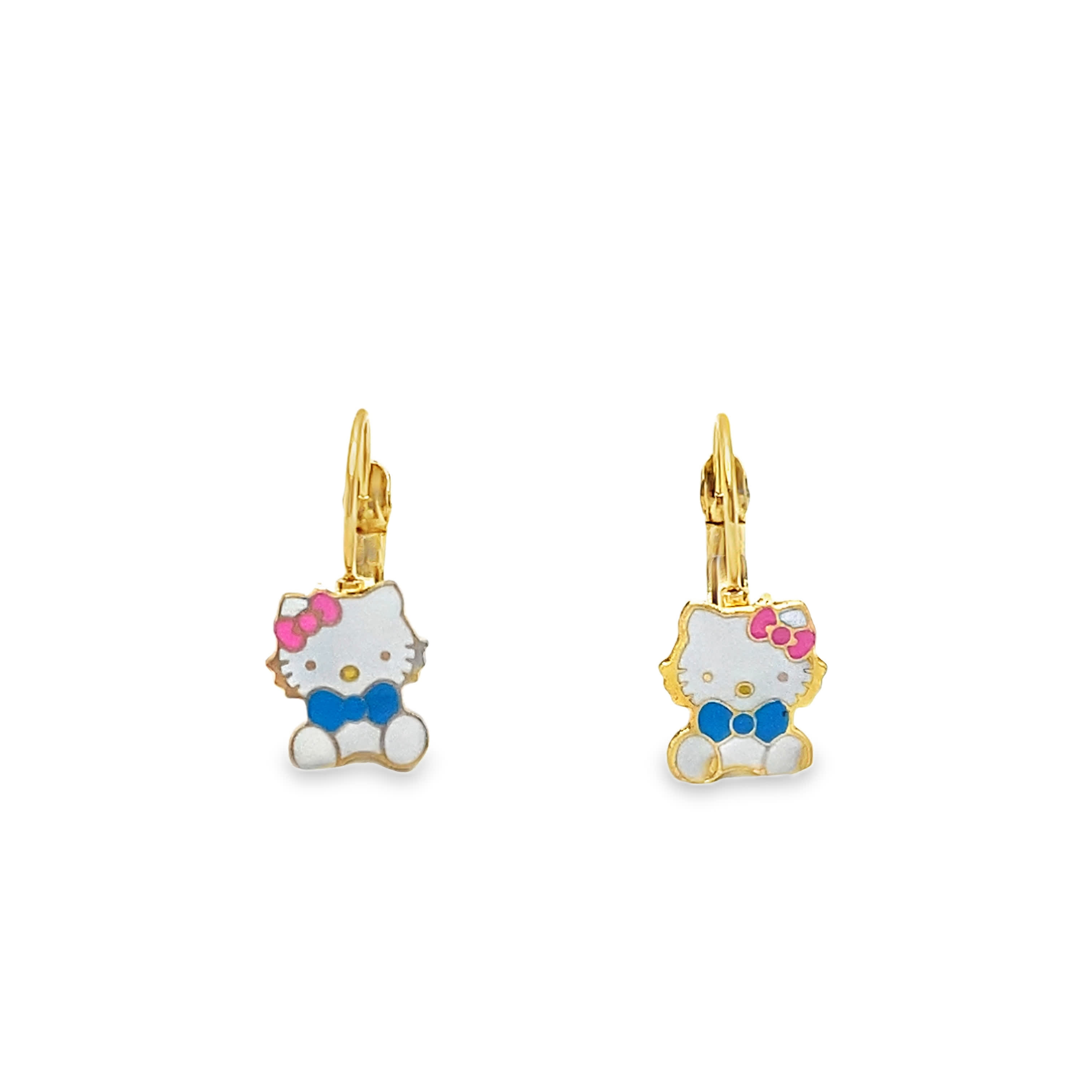 Kolczyki Hello Kitty z żółtego złota