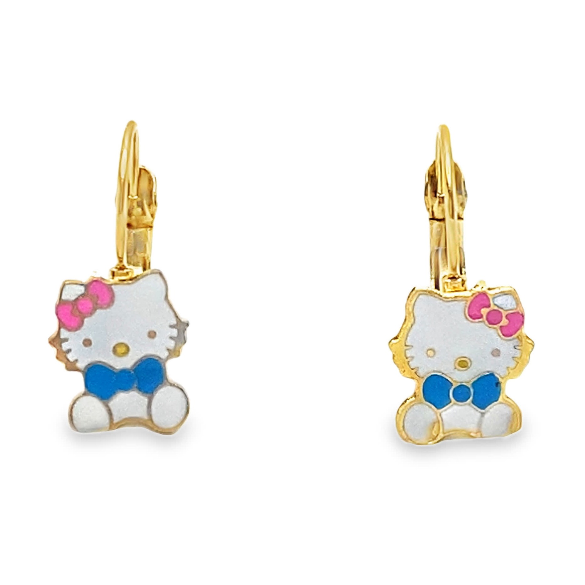 Kolczyki Hello Kitty z żółtego złota