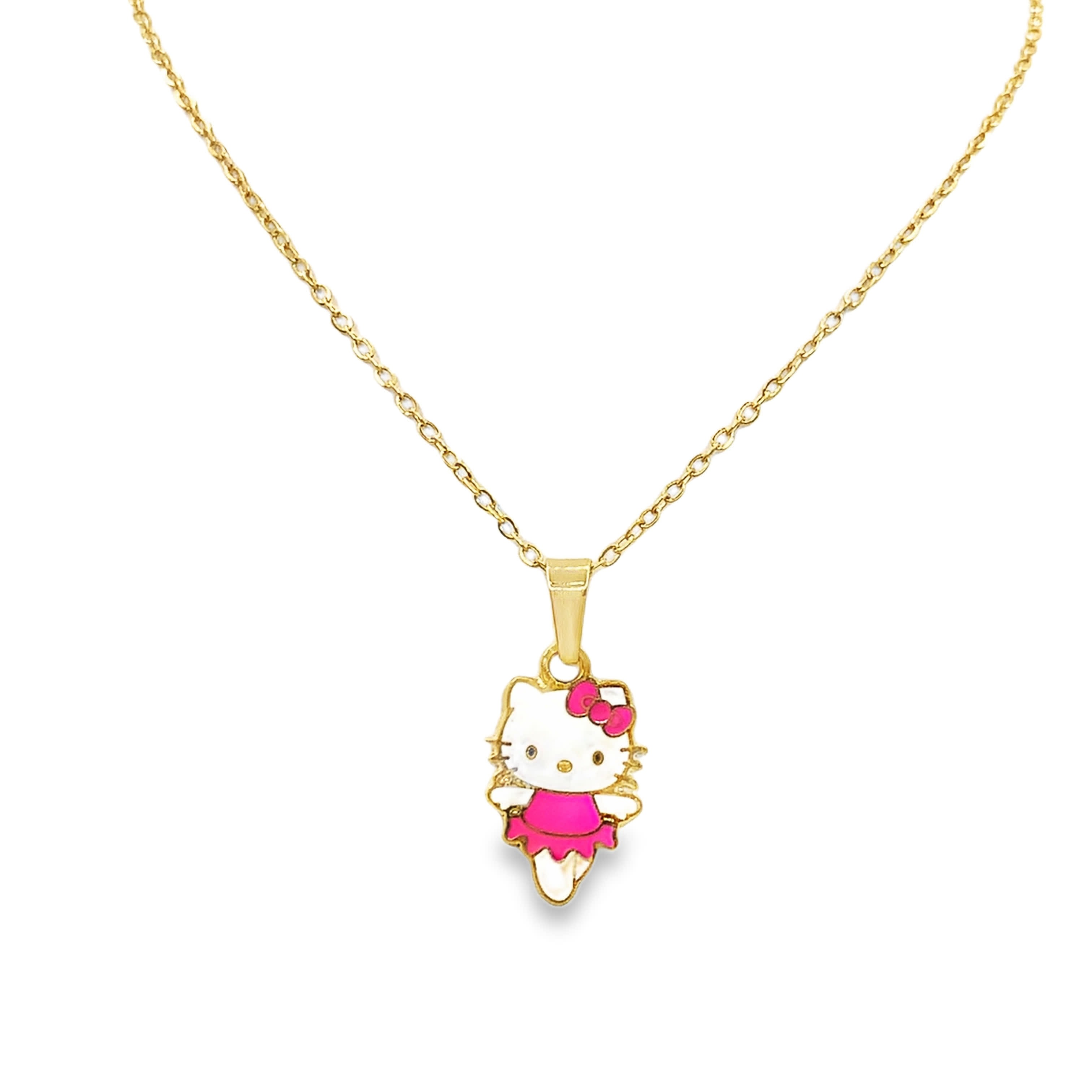 Fantazyjny naszyjnik z zawieszką Hello Kitty w żółtym złocie