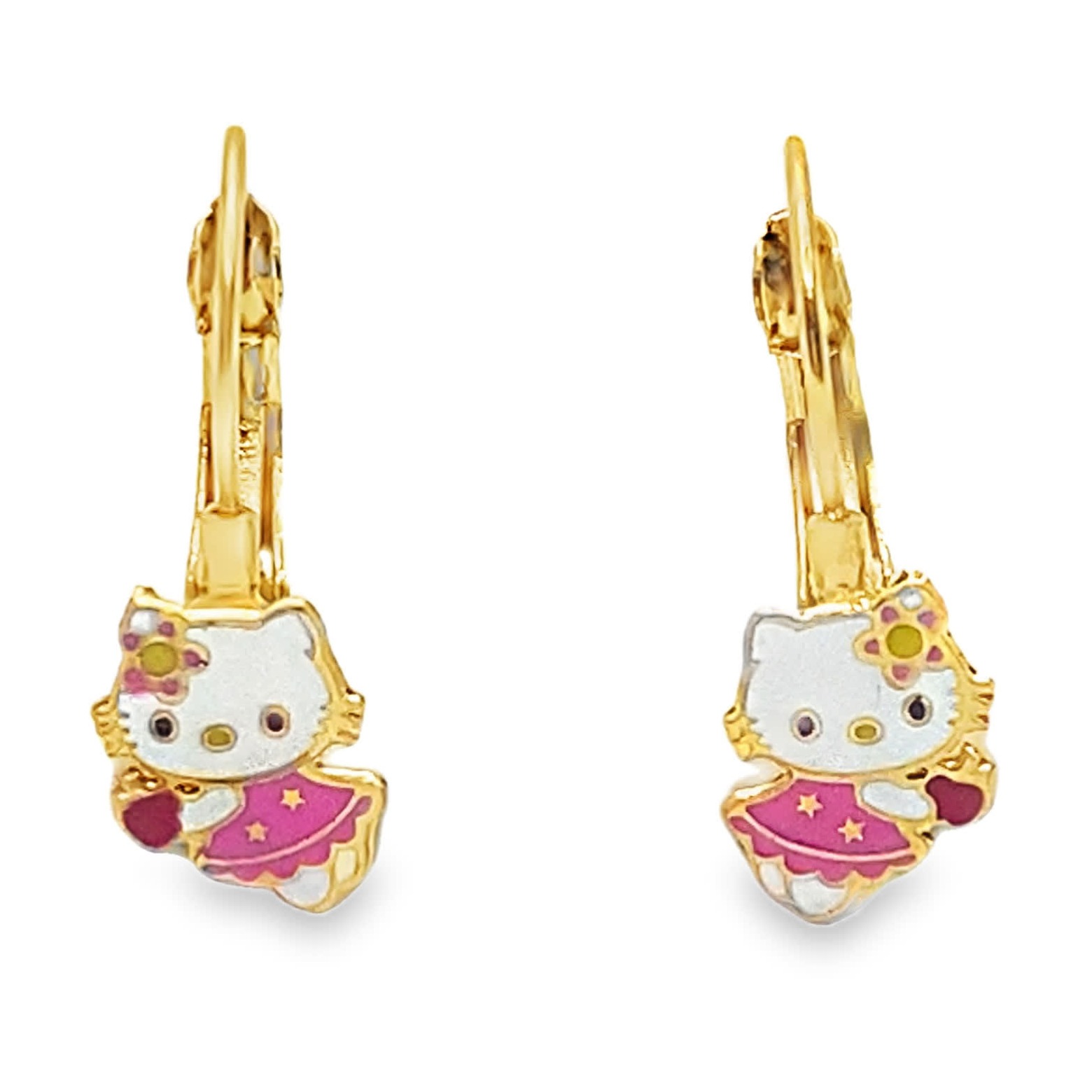 Kolczyki Hello Kitty z żółtego złota