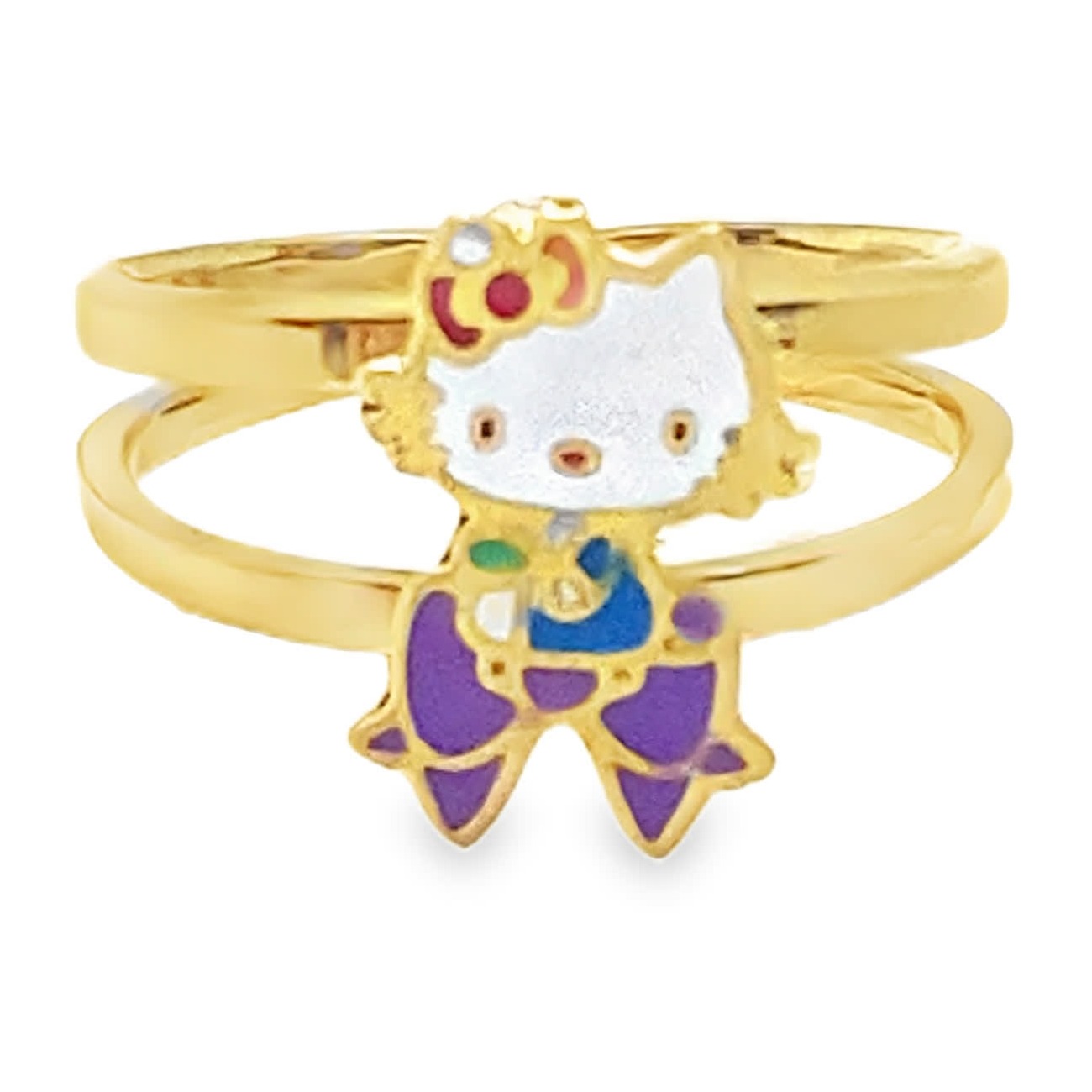 Pierścionek dla dziecka złocony regulowany Hello Kitty