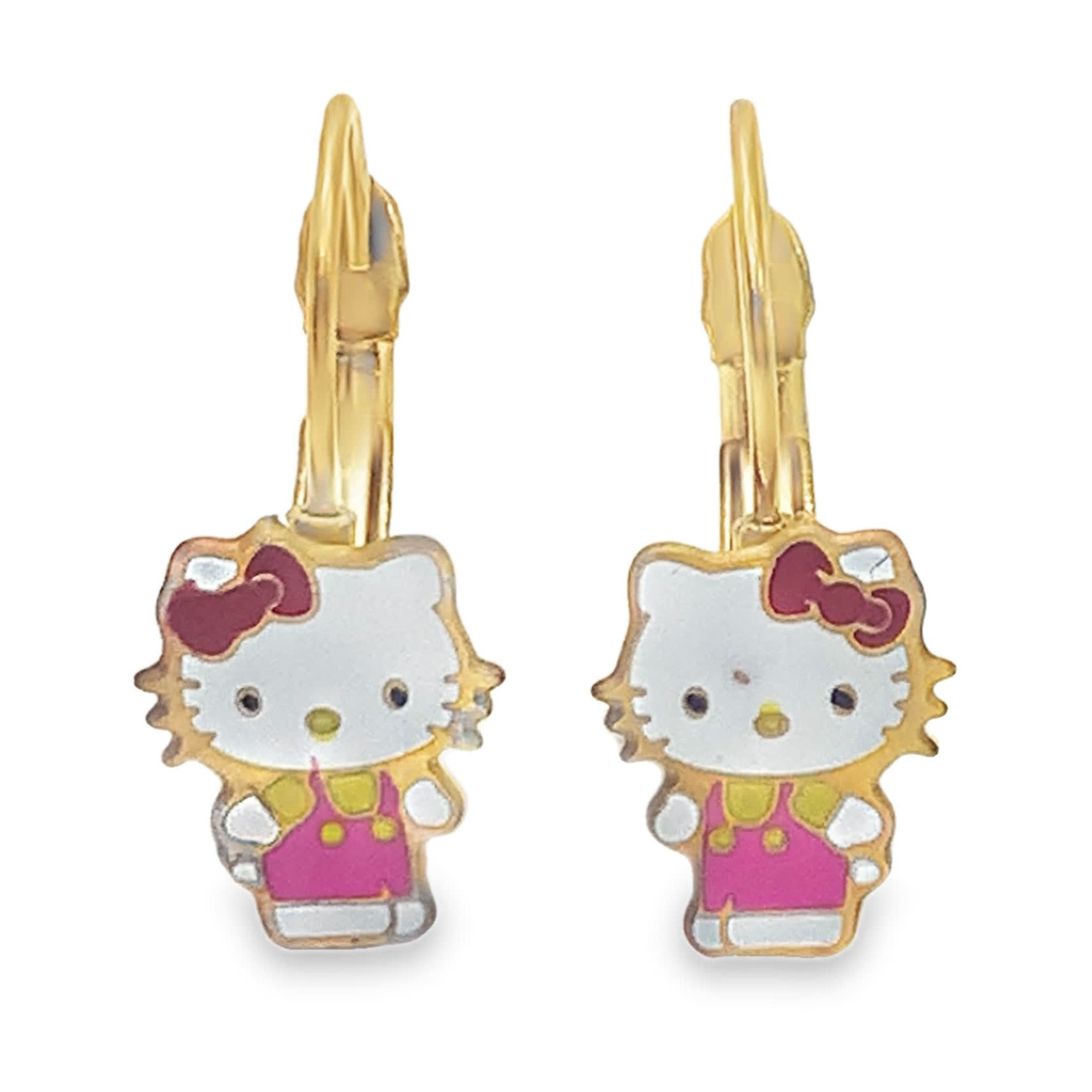 Kolczyki wiszące Hello Kitty w żółtym złocie