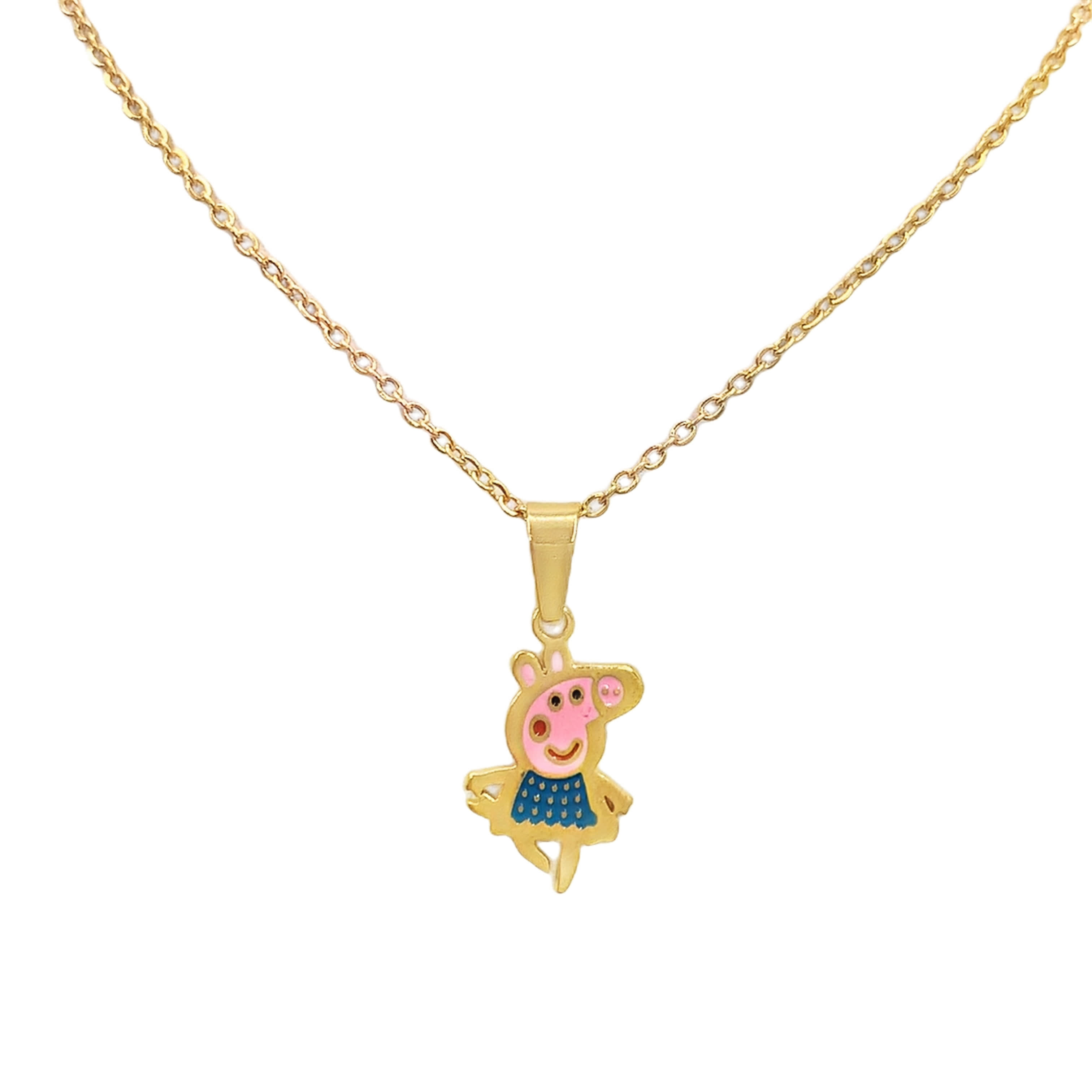 Naszyjnik z żółtego złota z zabawną zawieszką z kreskówkową kreskówką