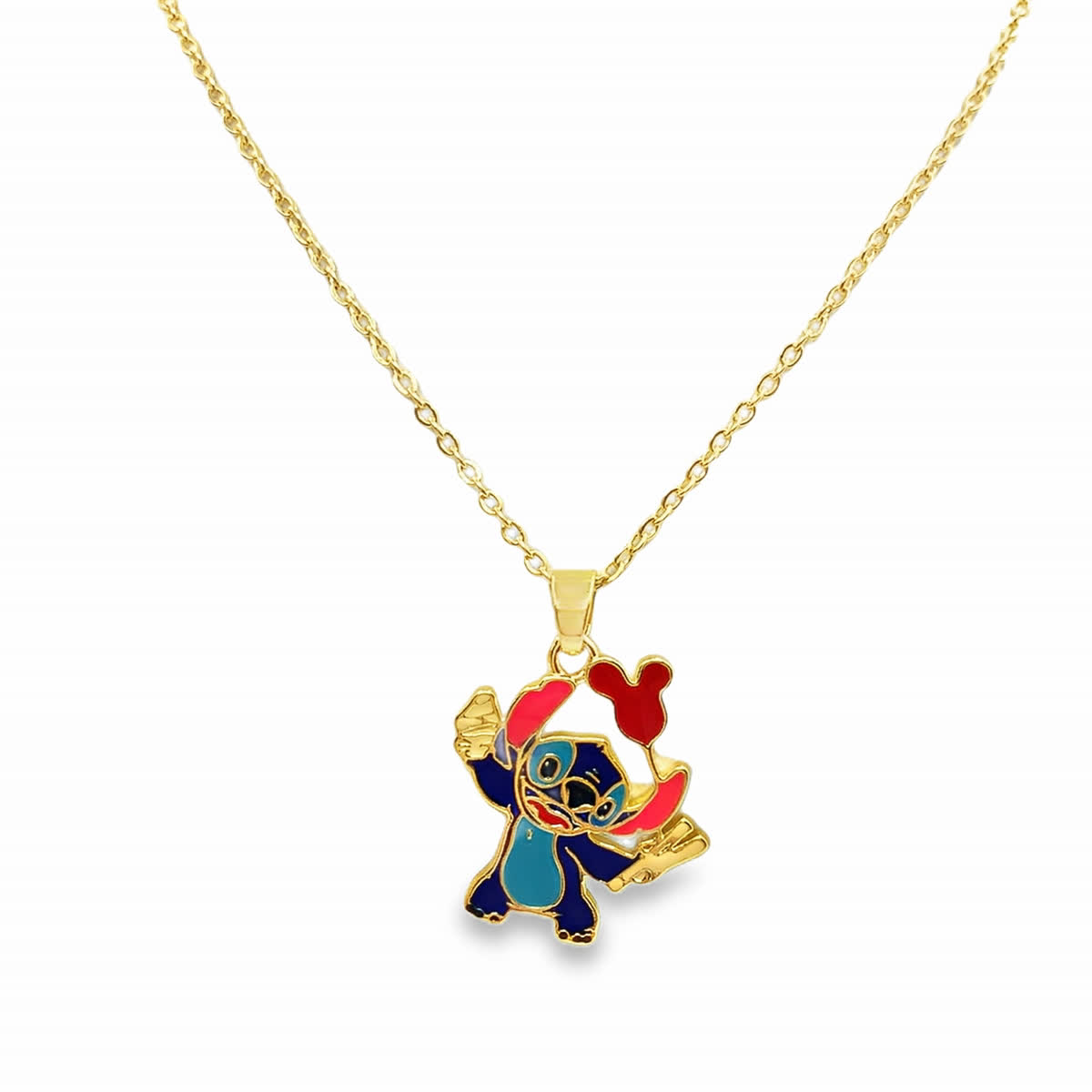 Pozłacany naszyjnik z kolorową zawieszką z motywem Sticha