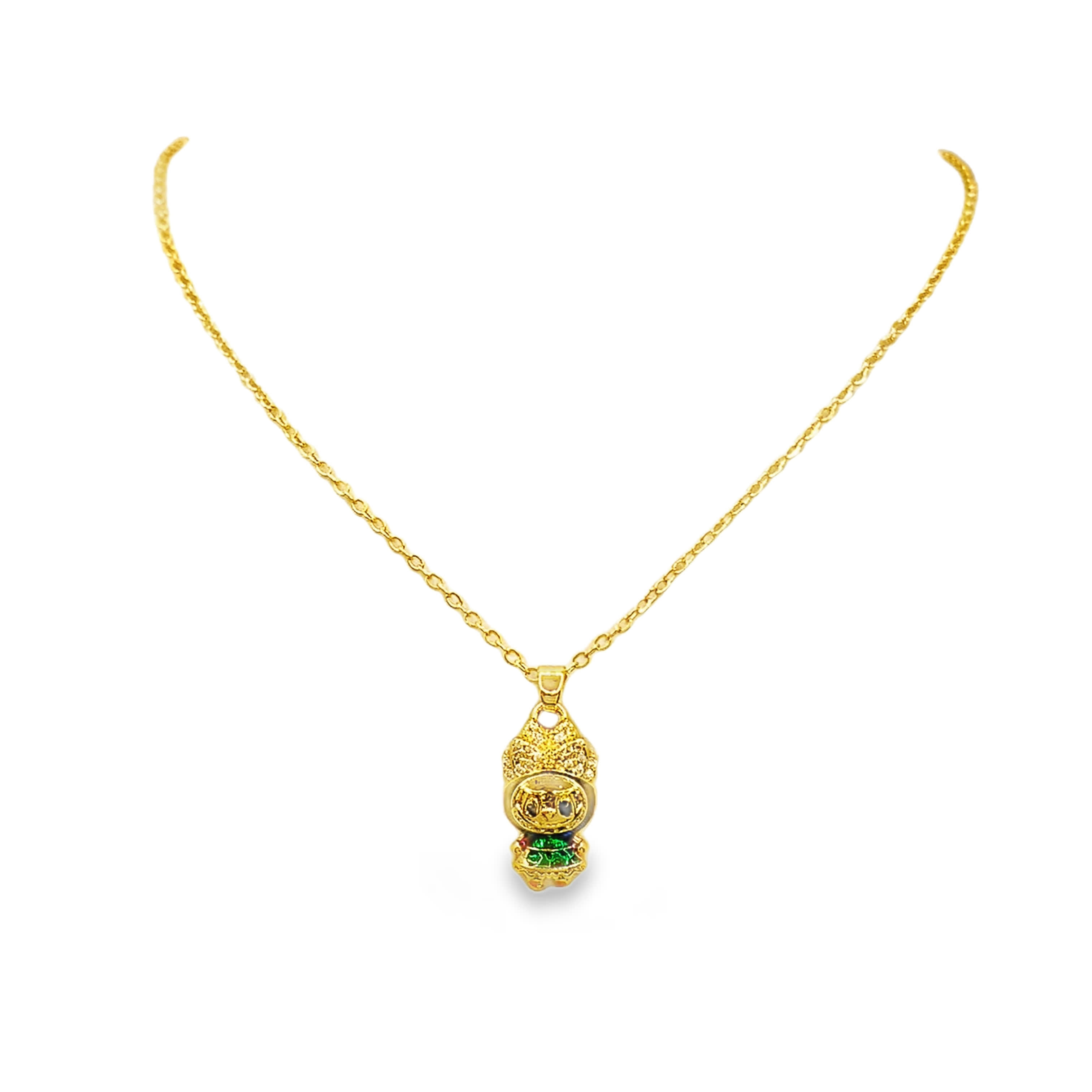 Naszyjnik z zawieszką w kształcie postaci w kolorze żółtego złota