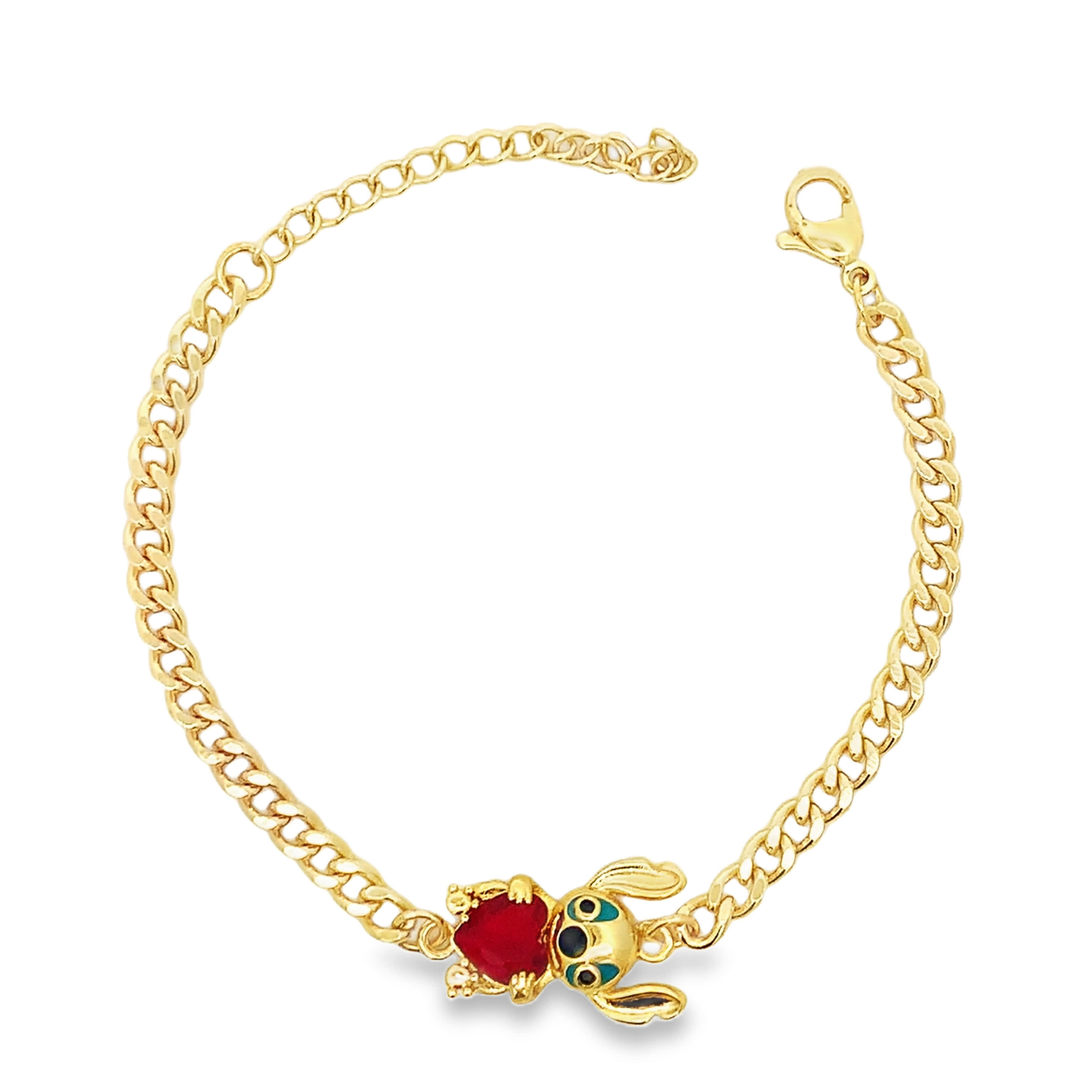 Bransoletka w kolorze żółtego złota z zawieszką w kształcie króliczka