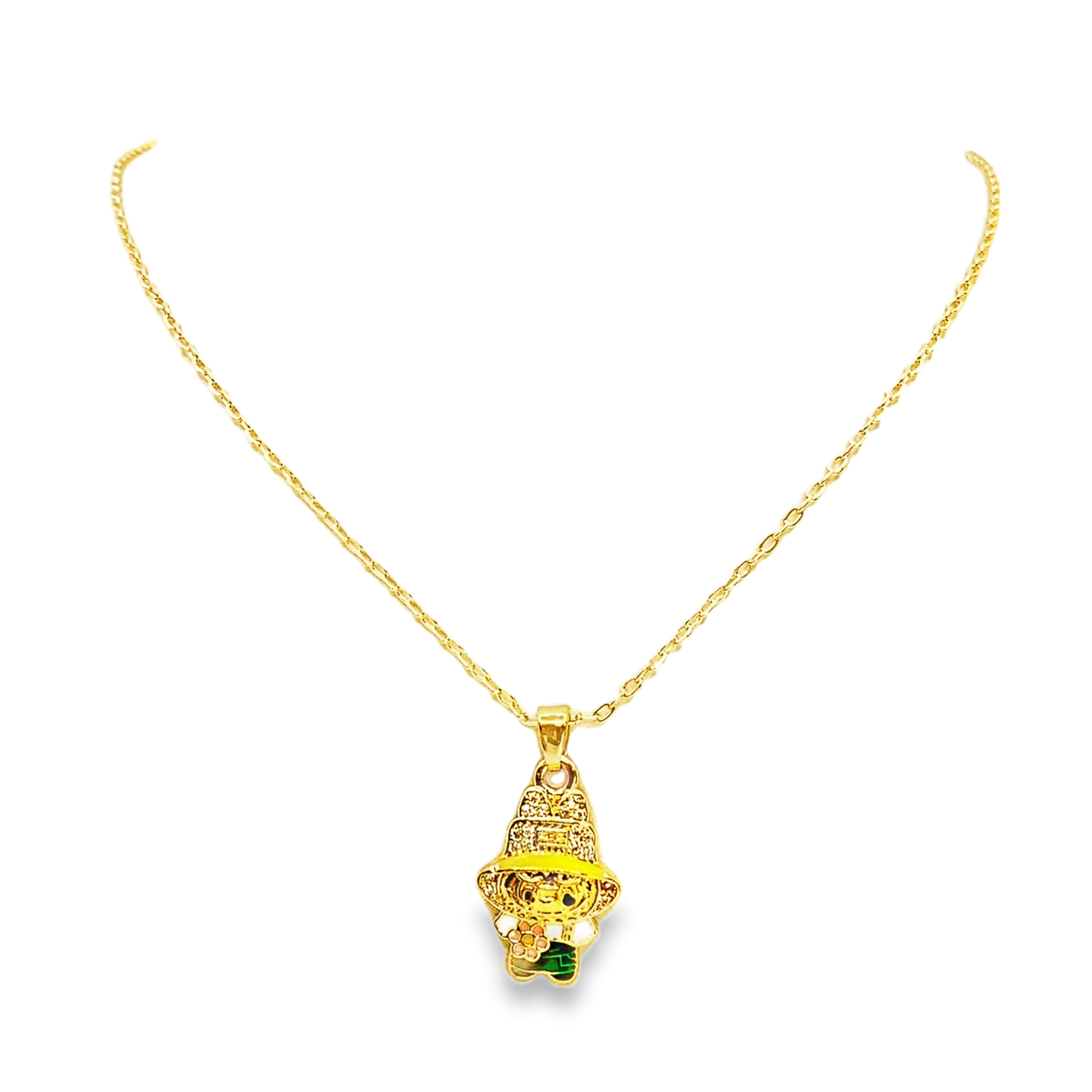 Naszyjnik w kolorze żółtego złota z zawieszką w kształcie kreskówki