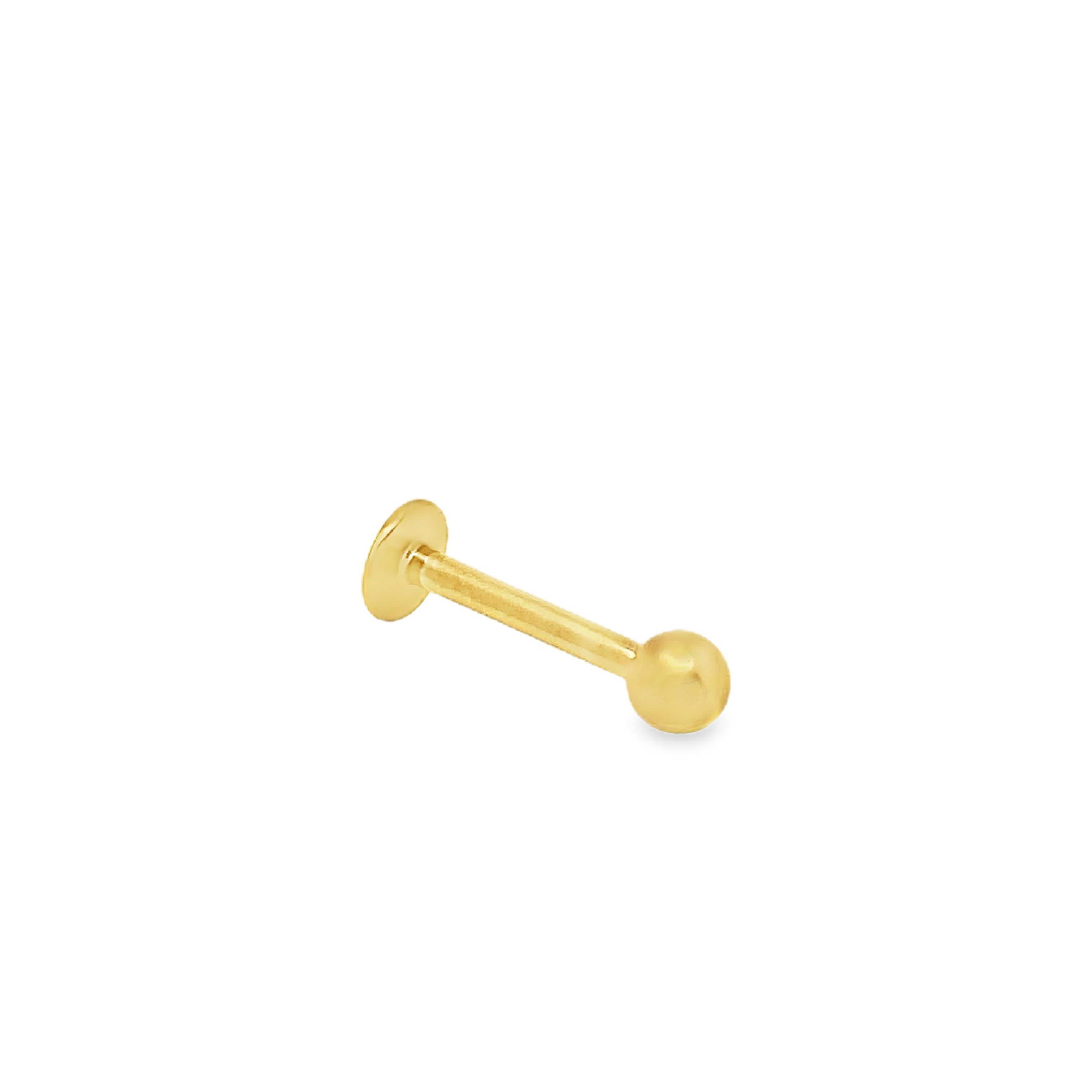 Pozłacany polerowany labret z kulkową końcówką