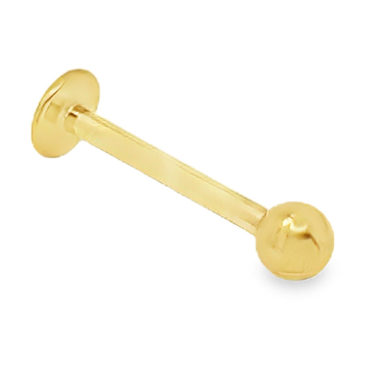 Pozłacany labret flat-back z kulkową końcówką