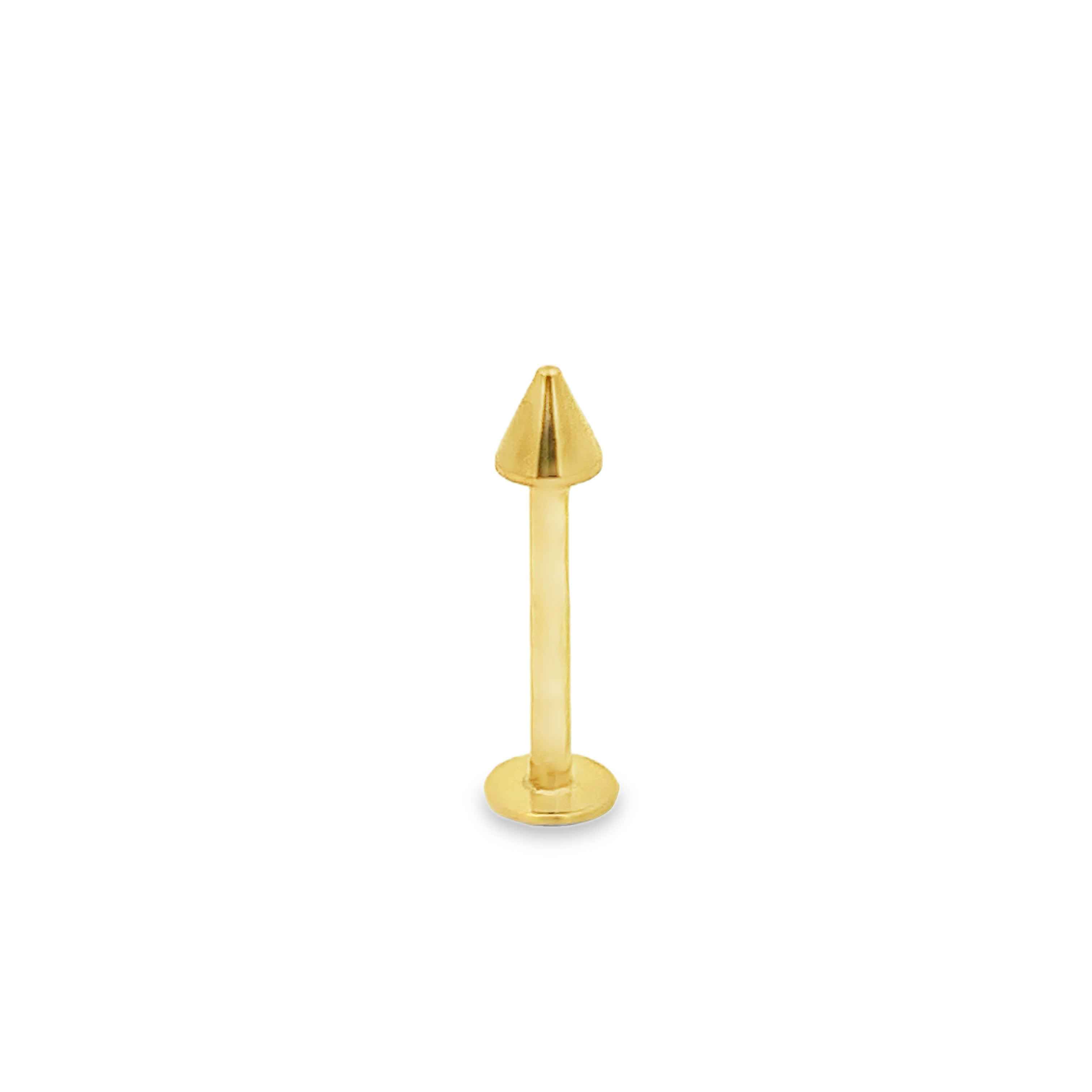 Minimalist Yellow Gold Spike Cone Flat Back Labret Stud