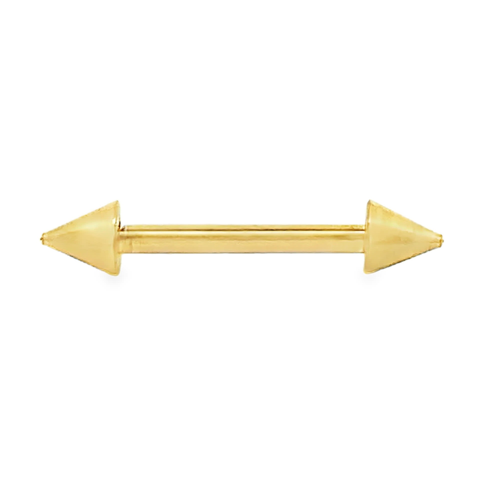 Pozłacany na żółto geometryczny kolczyk barbell ze stożkami