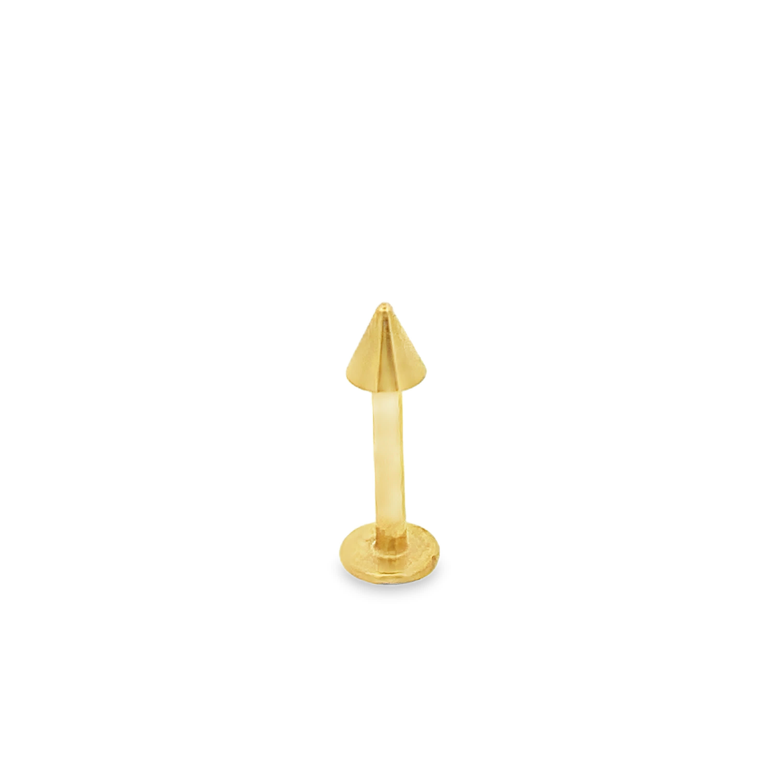 Minimalist Yellow Gold Spike Labret Stud Earring