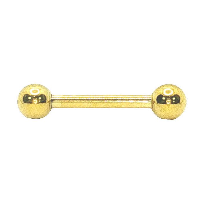 Pozłacany minimalistyczny kolczyk sztyft barbell