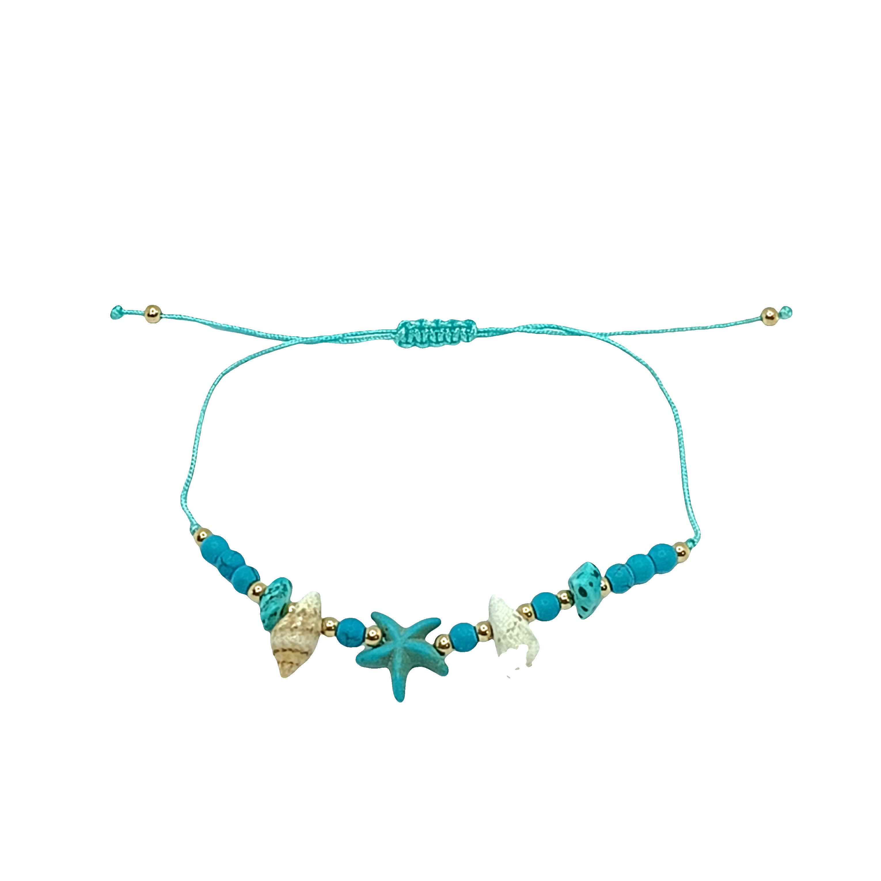 Bransoletka z koralików z turkusowymi koralikami kaboszonowymi