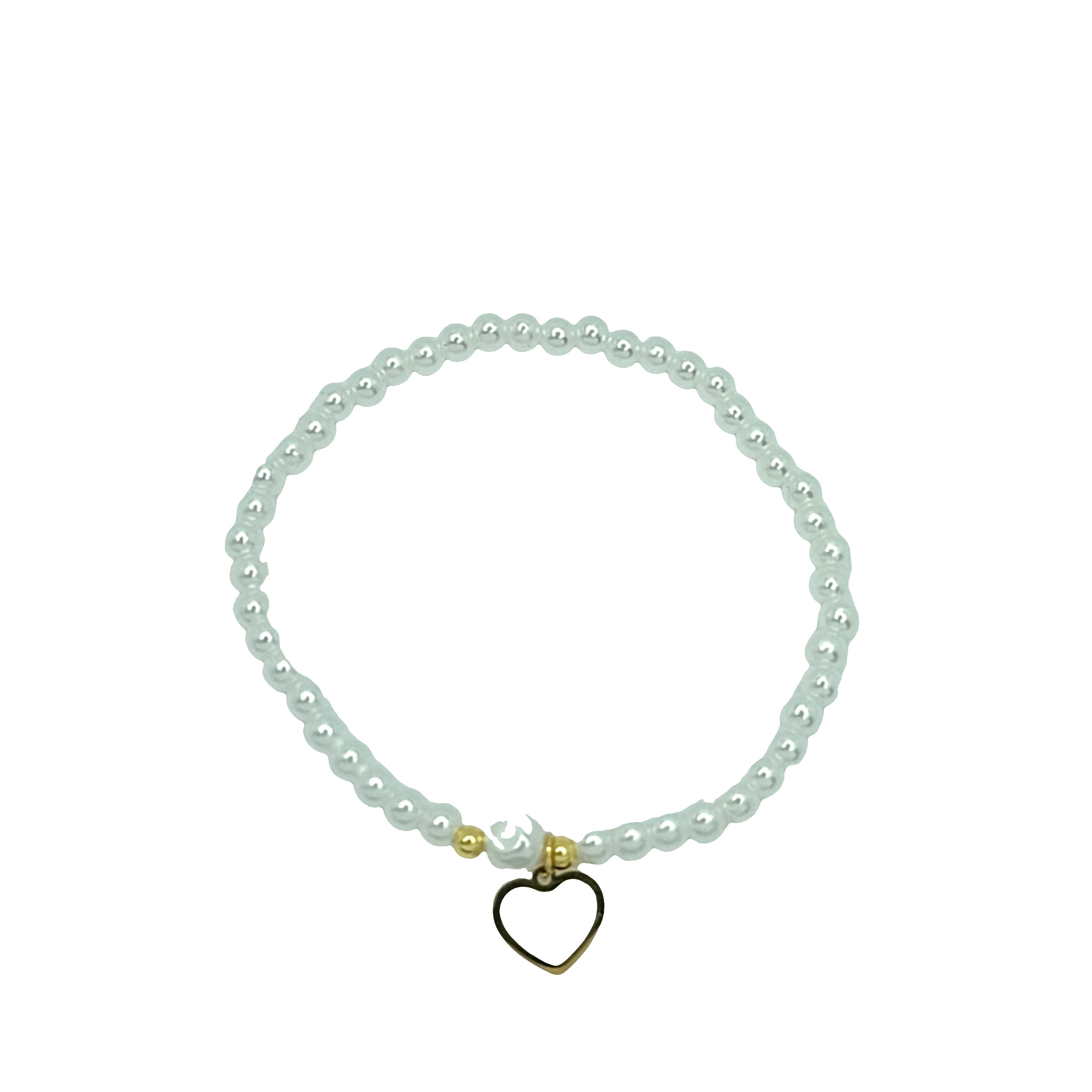 Bransoletka z pereł i koralików z wisiorkiem w kształcie serca