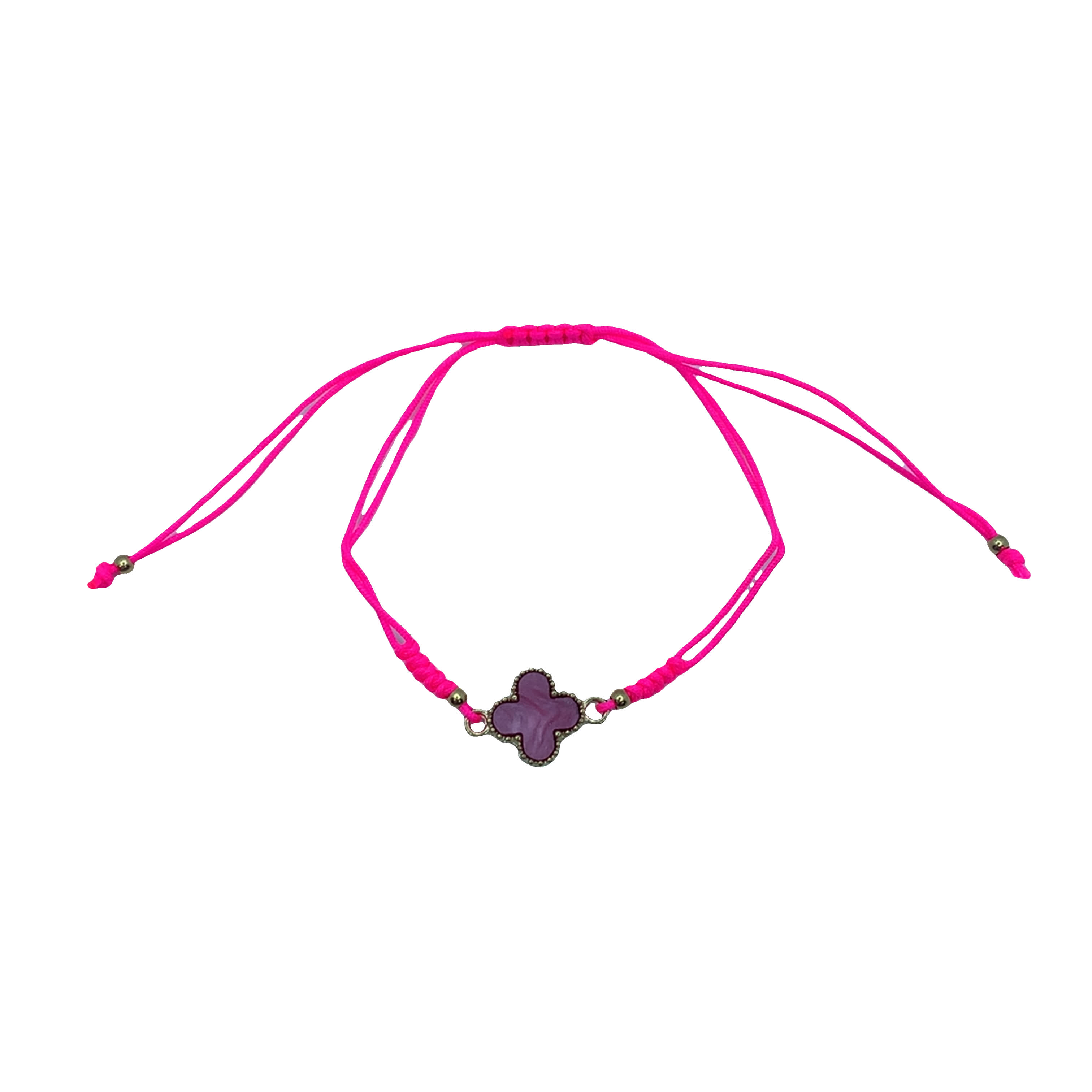 Delikatna bransoletka z zawieszką koniczyny ametystowej