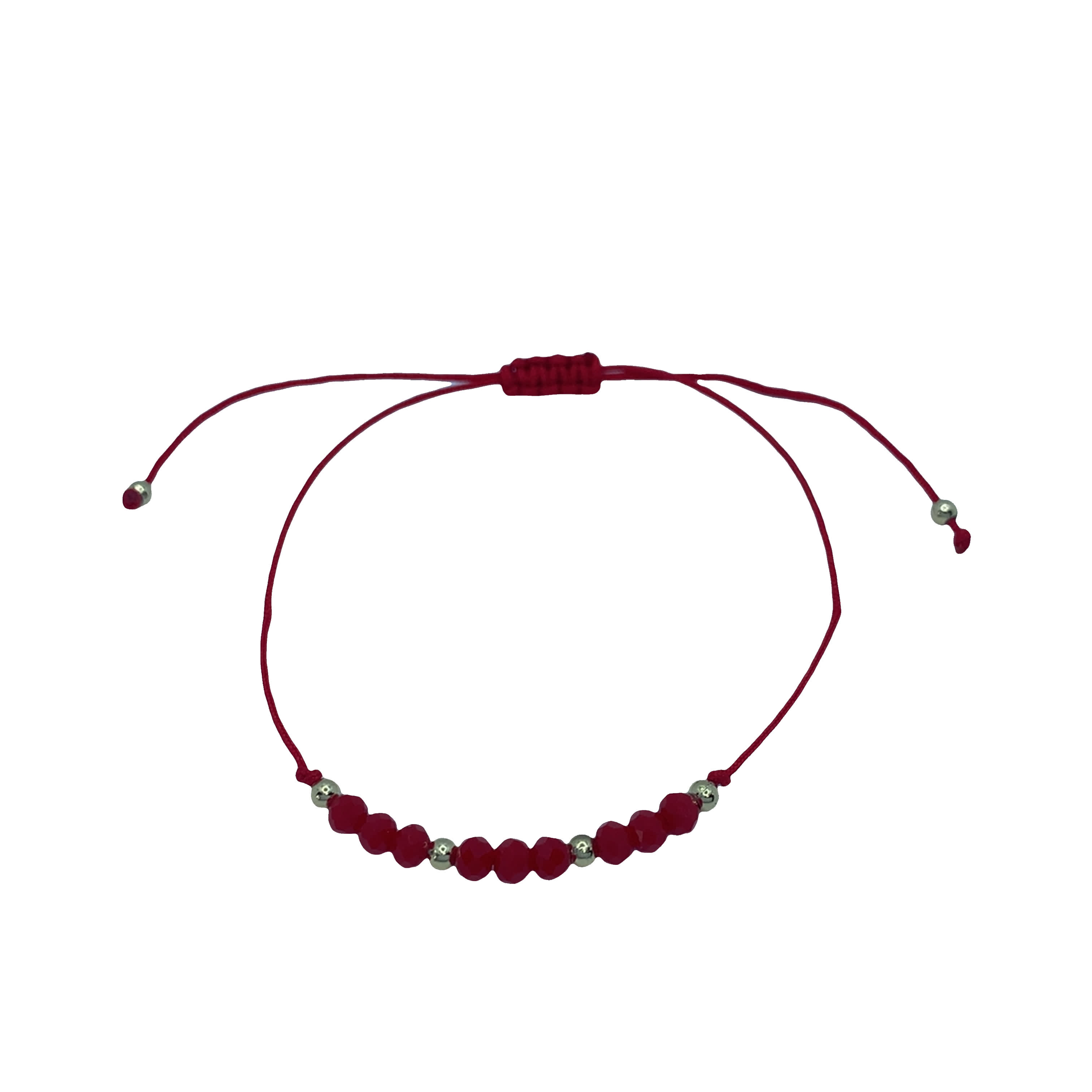 Bransoletka z koralików rubinowych z kamieniami  o szlifie kaboszonowym