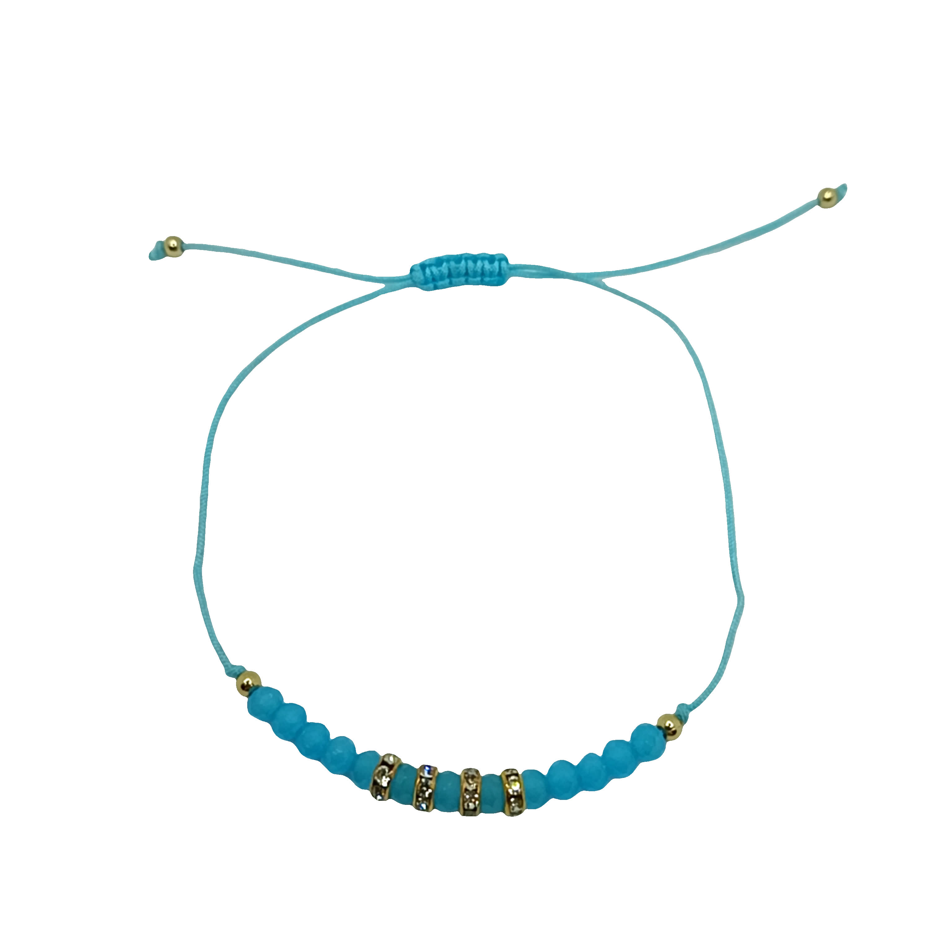 Bransoletka z koralików w kolorze turkusowym ze złocistymi akcentami