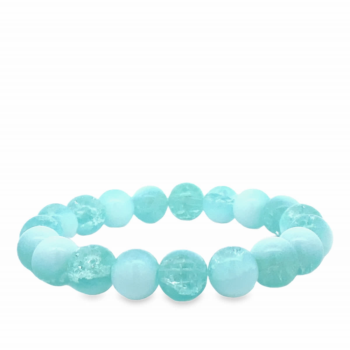 Jasnoniebieska bransoletka z koralików z białymi elementami