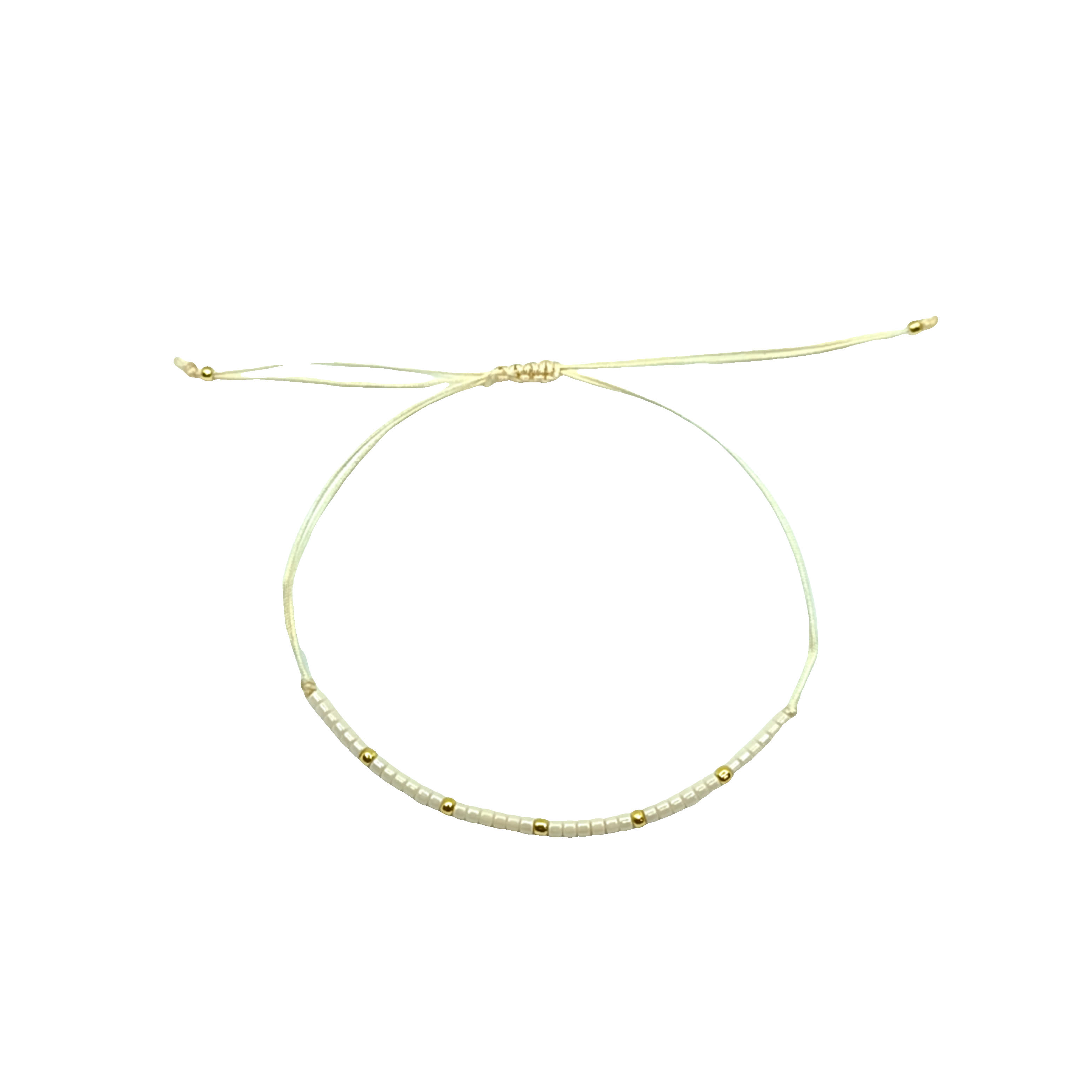 Bransoletka z koralików w kolorze kremowym i złocistym