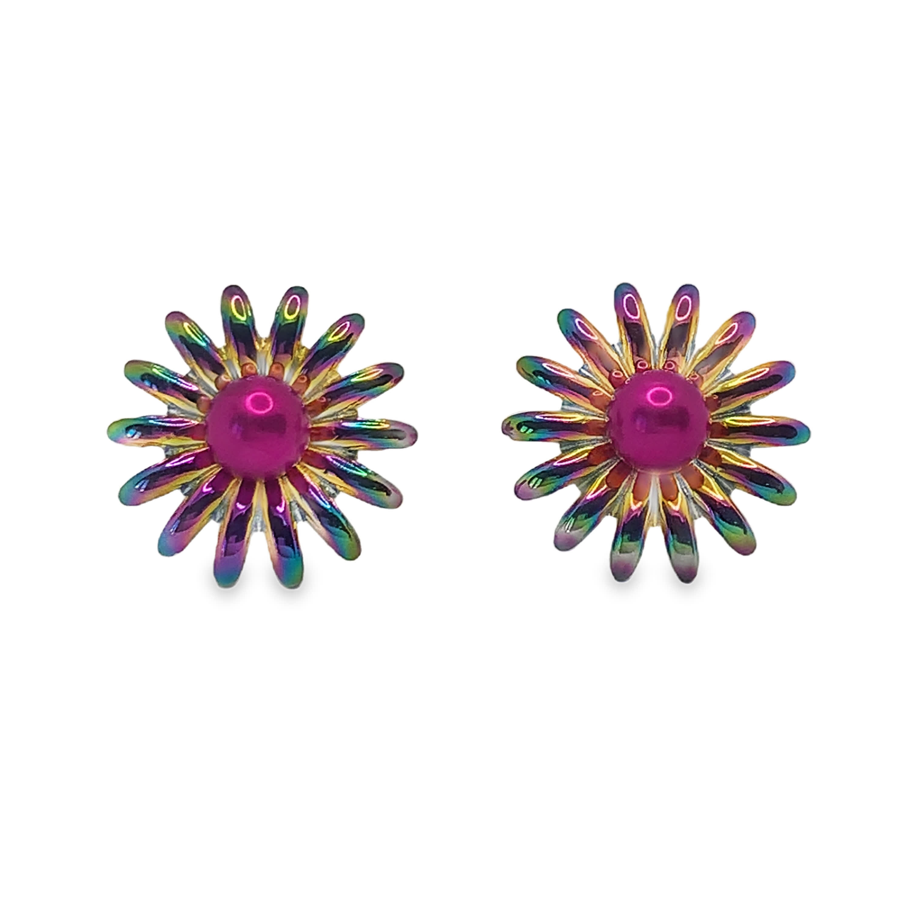 Kolczyki z fioletowymi perłami w kształcie kaboszonu