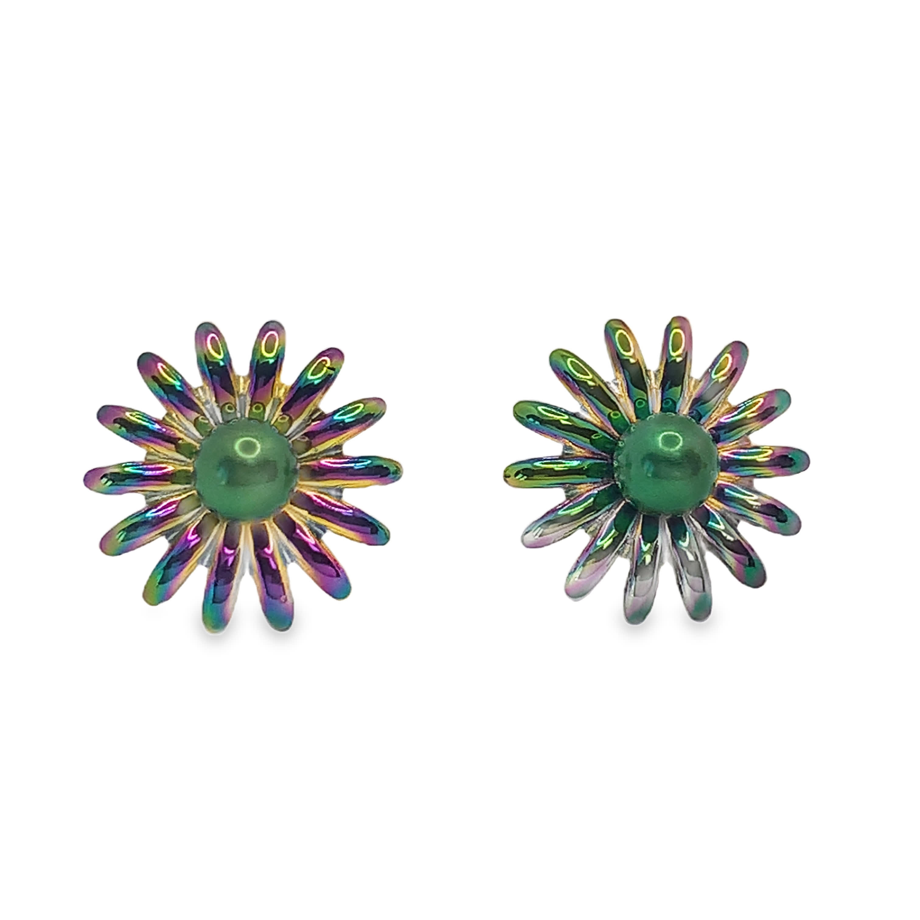 Kolczyki z zielonymi perłami