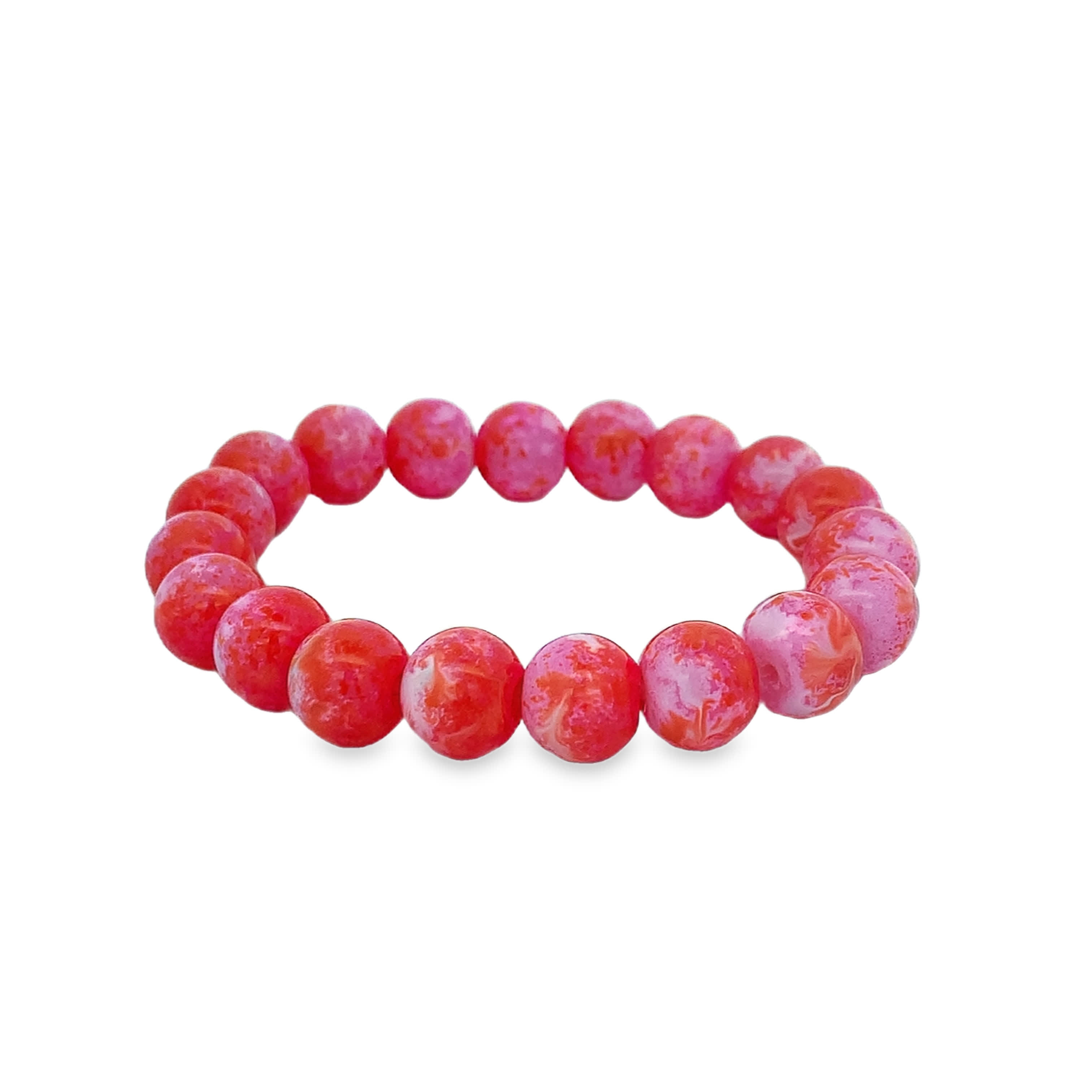 Bransoletka z okrągłych koralików z czerwonego korala