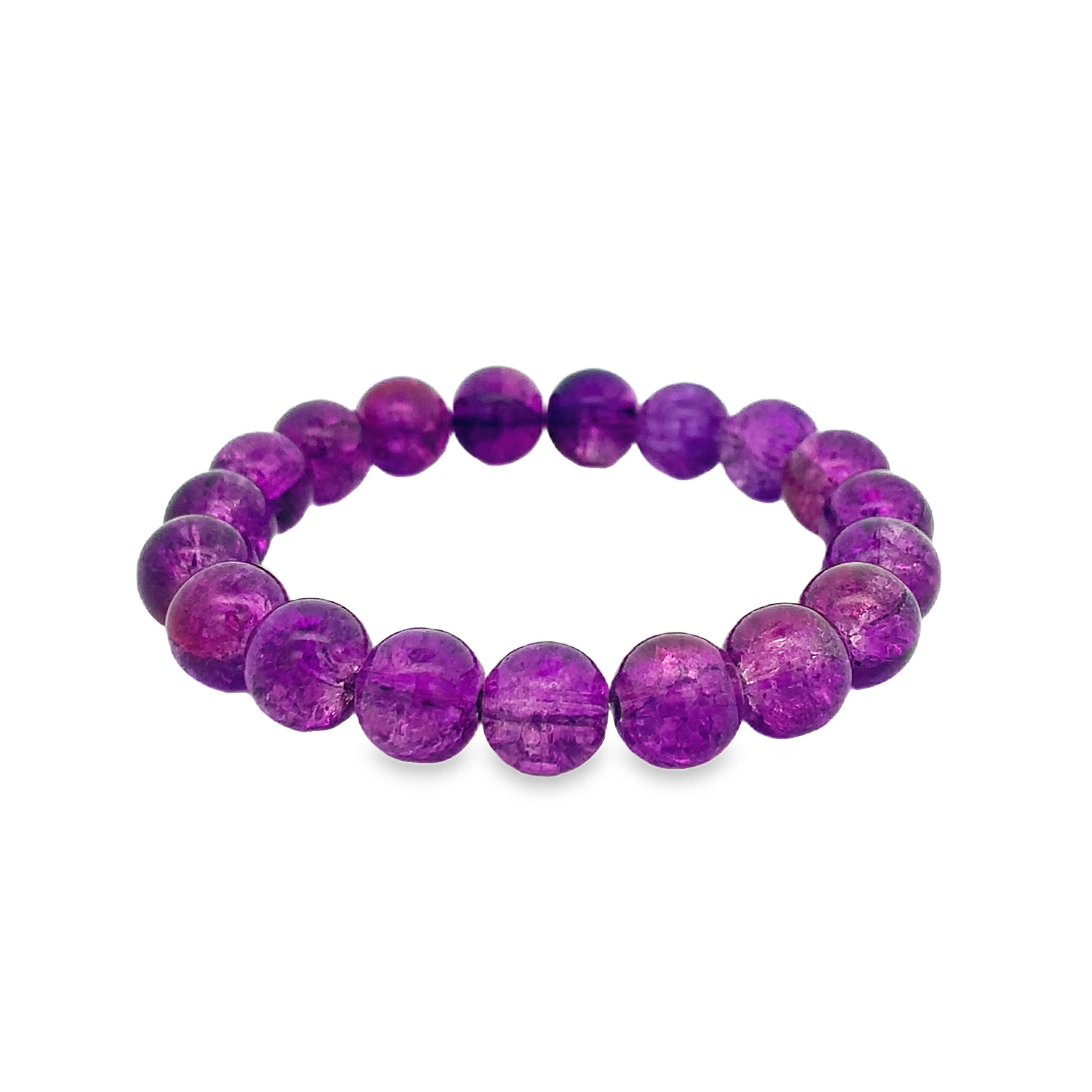 Bransoletka z ametystowych koralików z okrągłymi koralikami o szlifie kaboszonowym