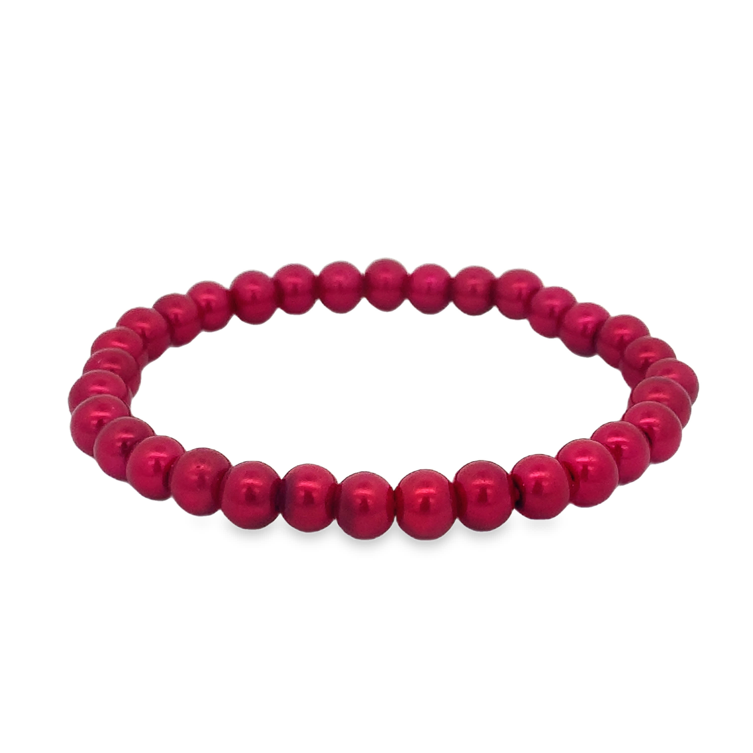 Bransoletka z koralików z czerwonych pereł