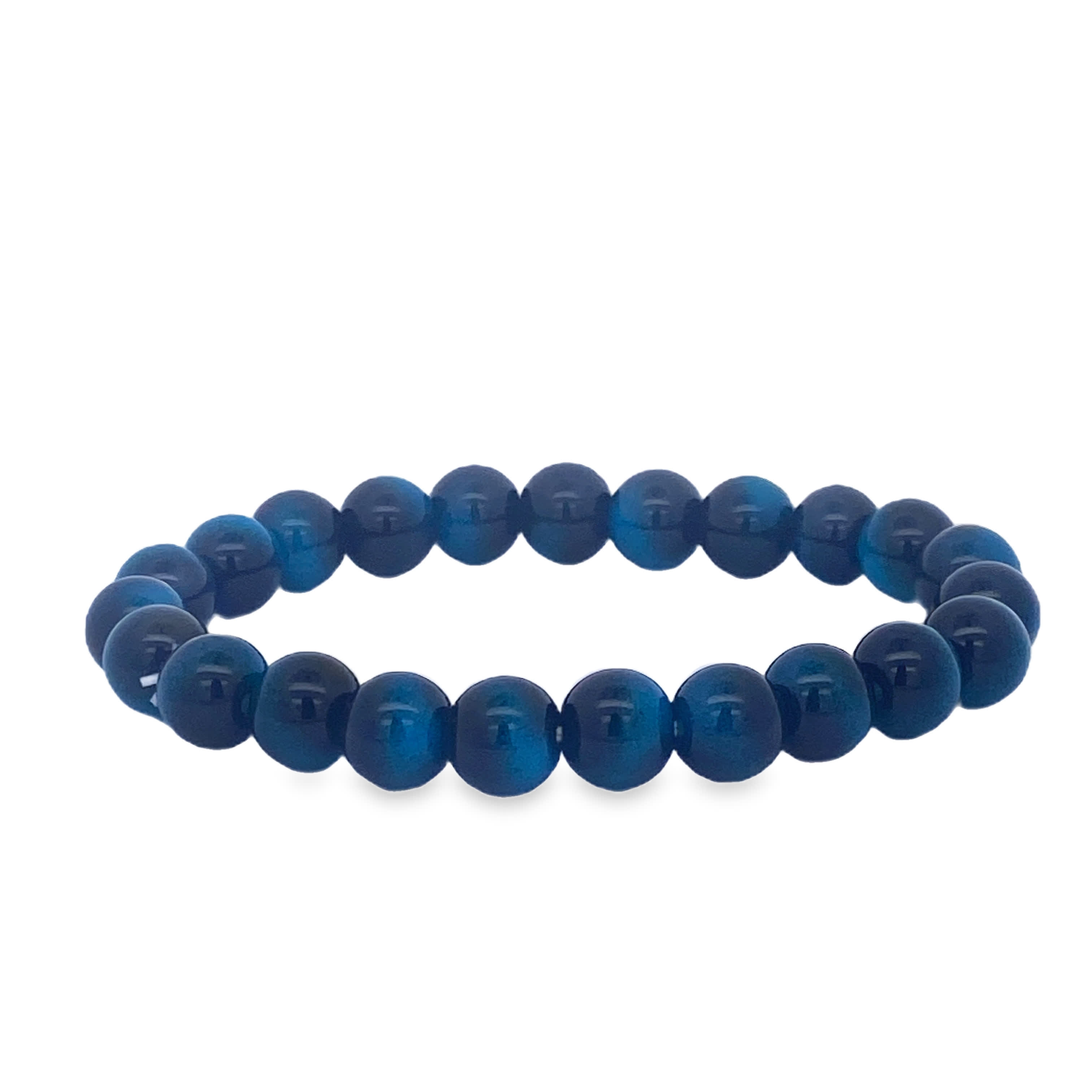 Bransoletka z koralików z okrągłymi kaboszonami z niebieskiego agatu