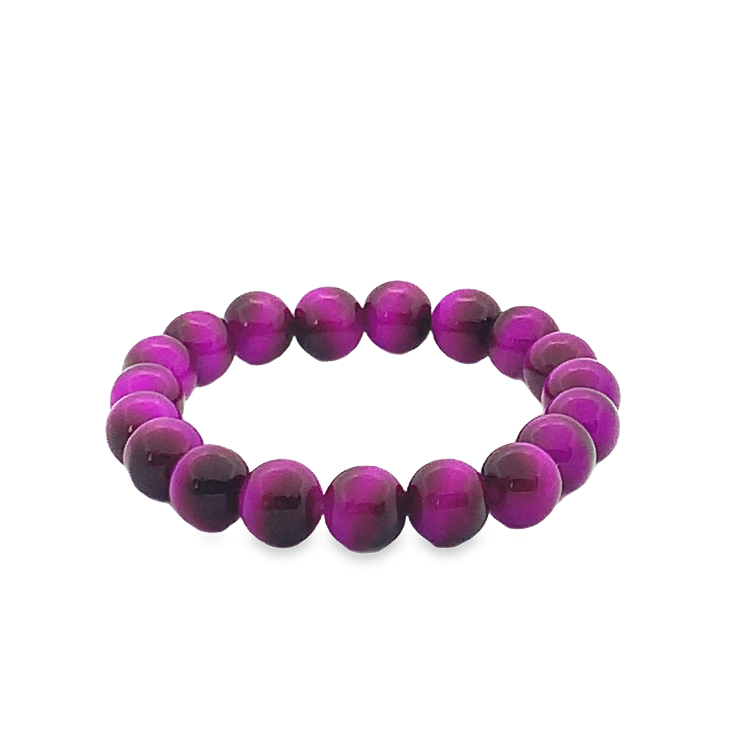 Bransoletka z fioletowych koralików kwarcowych z okrągłym szlifem kaboszonowym