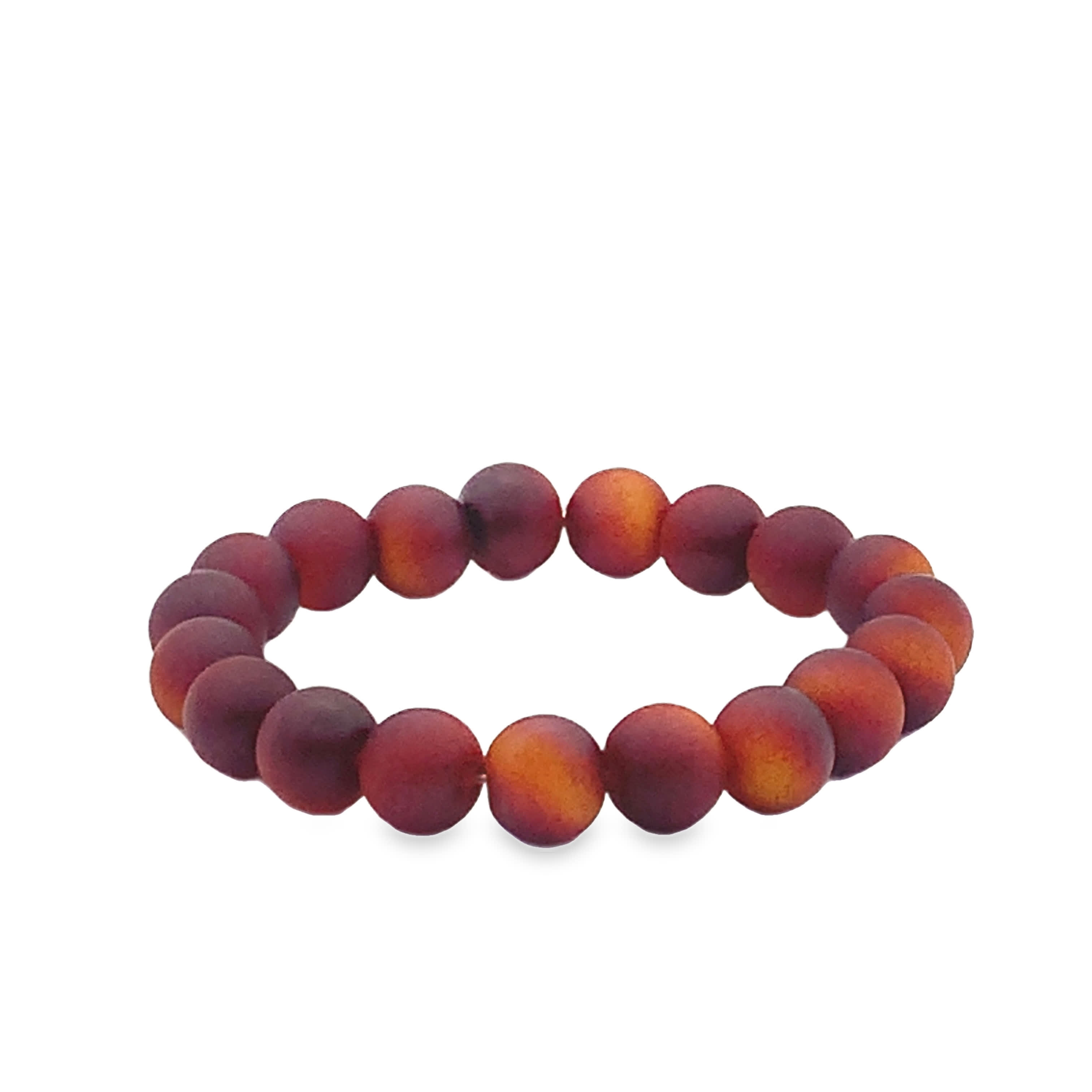 Bransoletka z koralików bursztynowych w kolorze czerwono-pomarańczowym