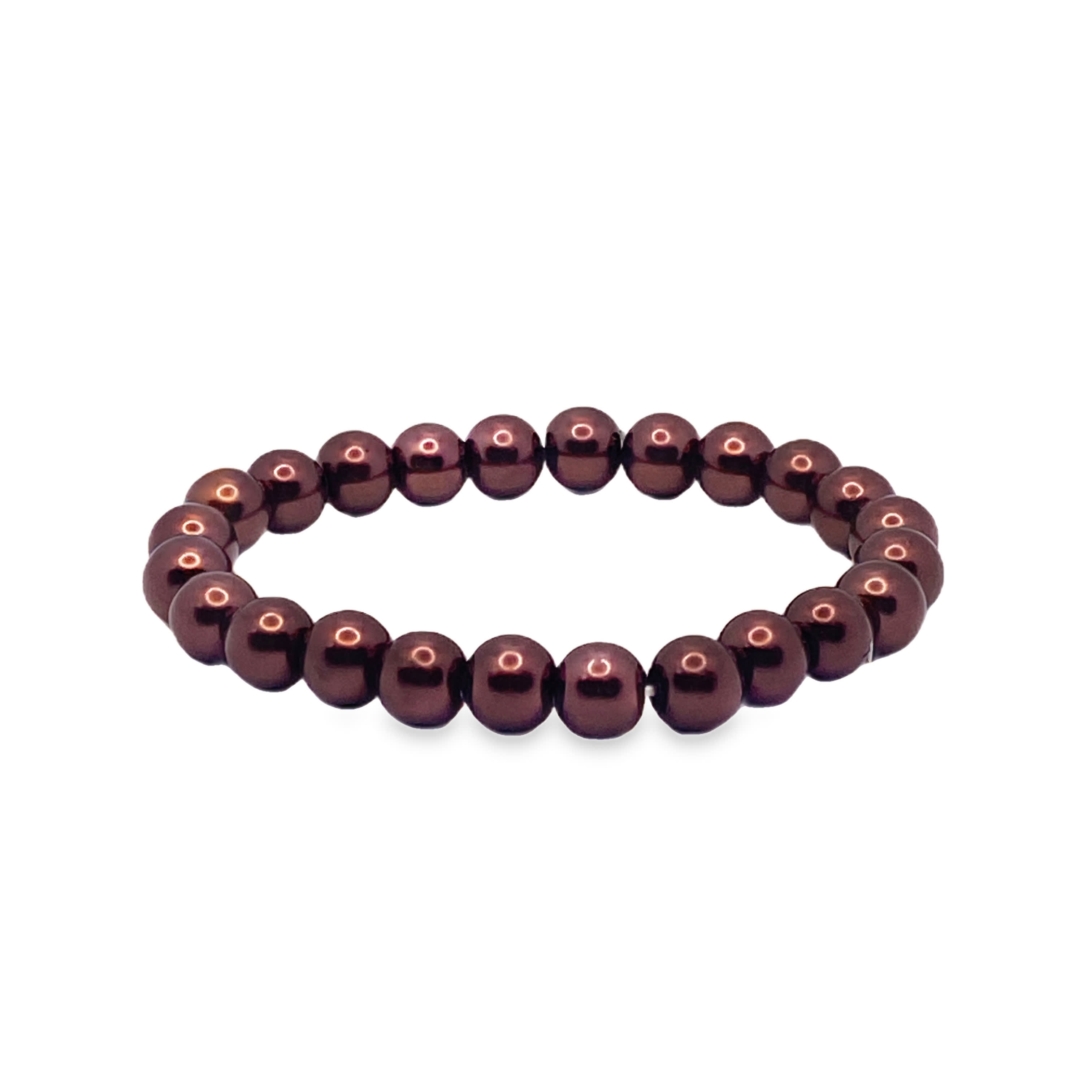 Bransoletka z okrągłych koralików z fioletowych pereł