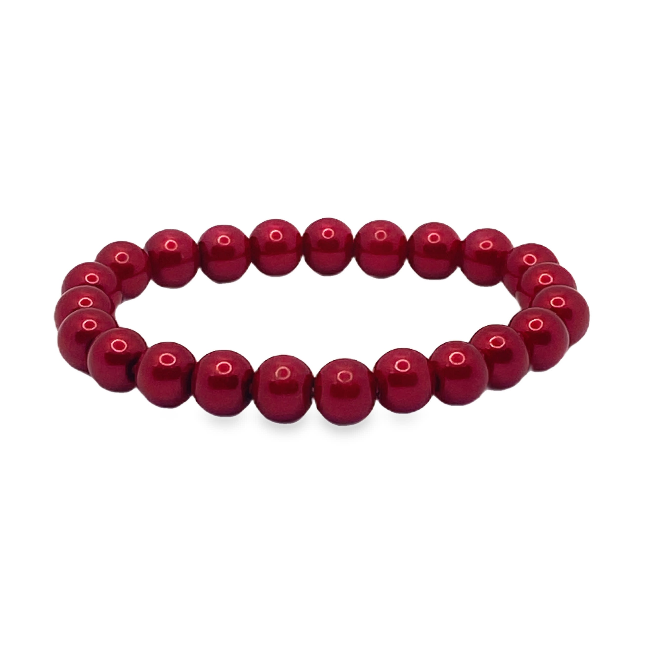 Elegancka bransoletka z czerwonych pereł z koralikami